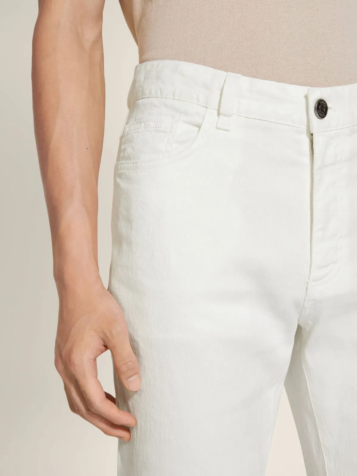 Zegna White Stretch Linen And Cotton Roccia Jeans