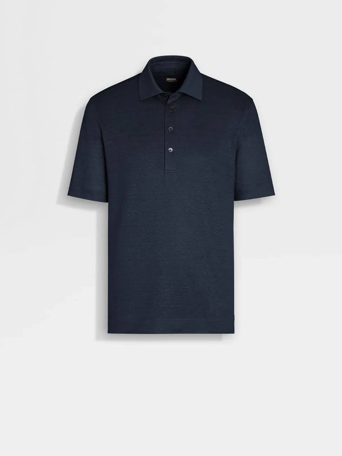 Zegna Navy Blue Linen Polo Shirt