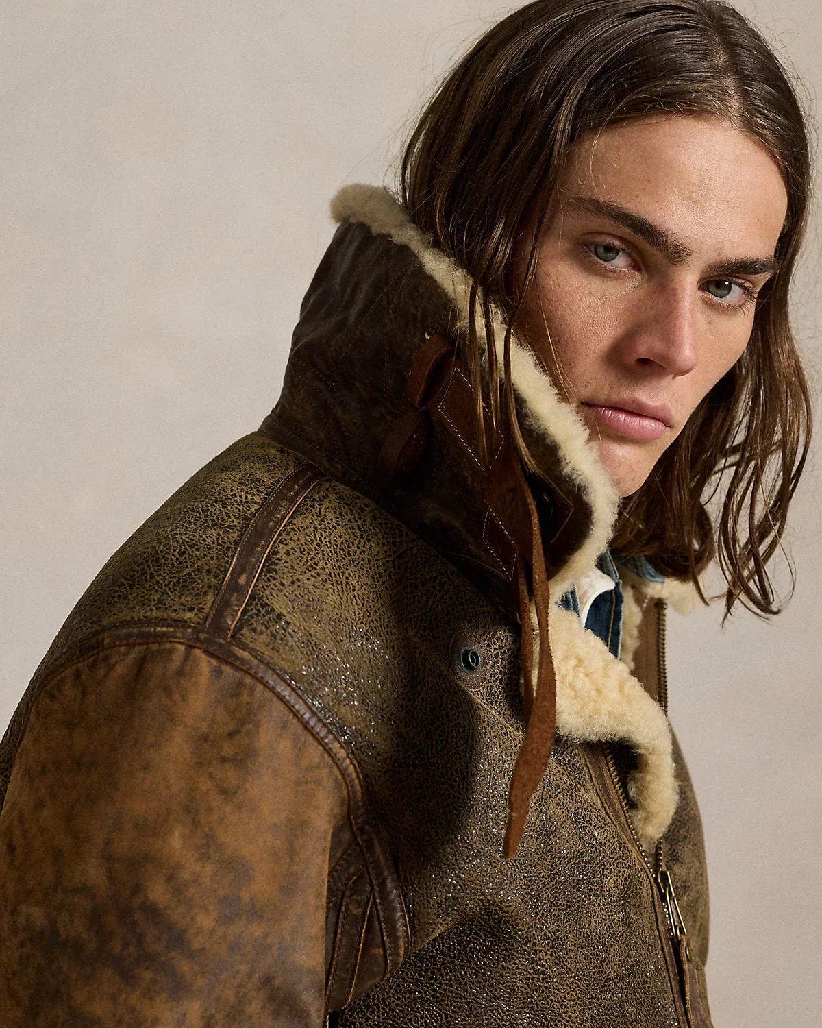 Ralph Lauren LeatherTrim Shearling Flight Jacket