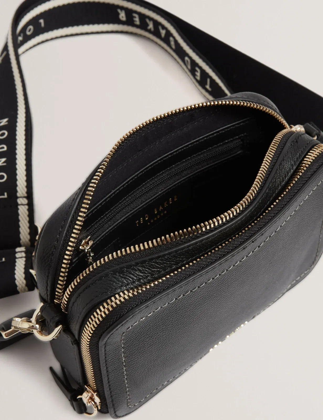 Ted Baker Linzie Small Leather Webbing Crossbody Camera Bag In Black Women's