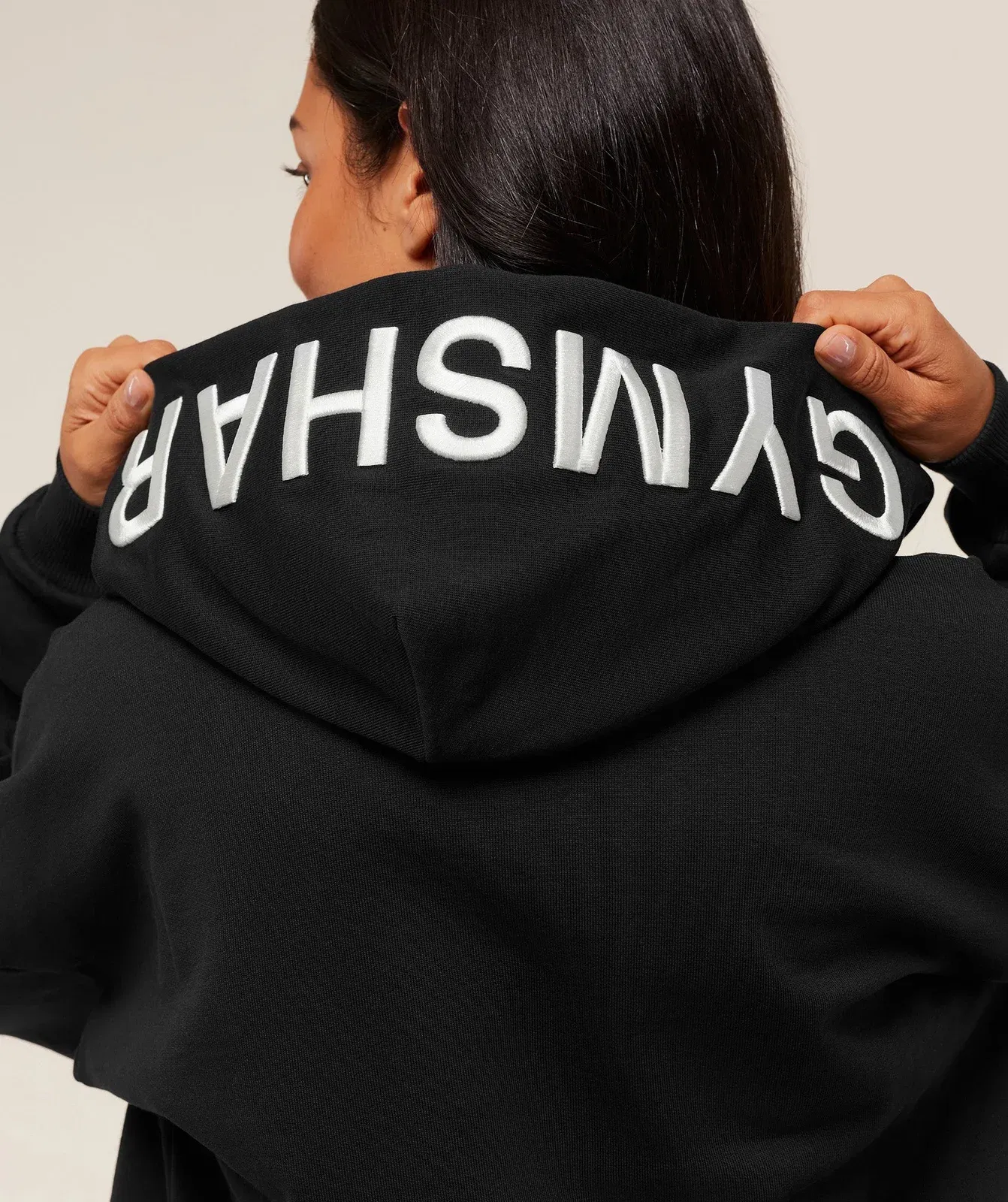 Women's Gymshark Embroidered Zip Up Hoodie Black