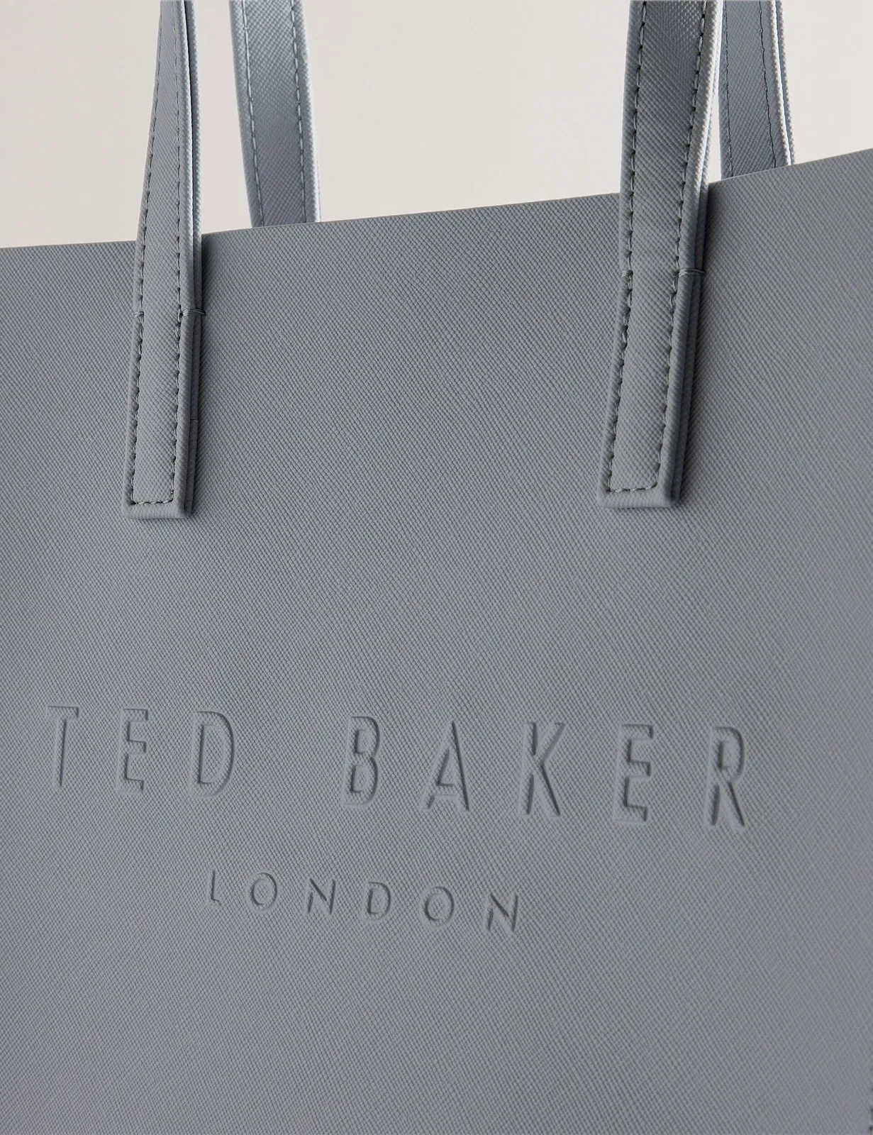 Ted Baker Seacon Grey Textured Pu Leather Small Icon Tote Bag Light Grey Women's
