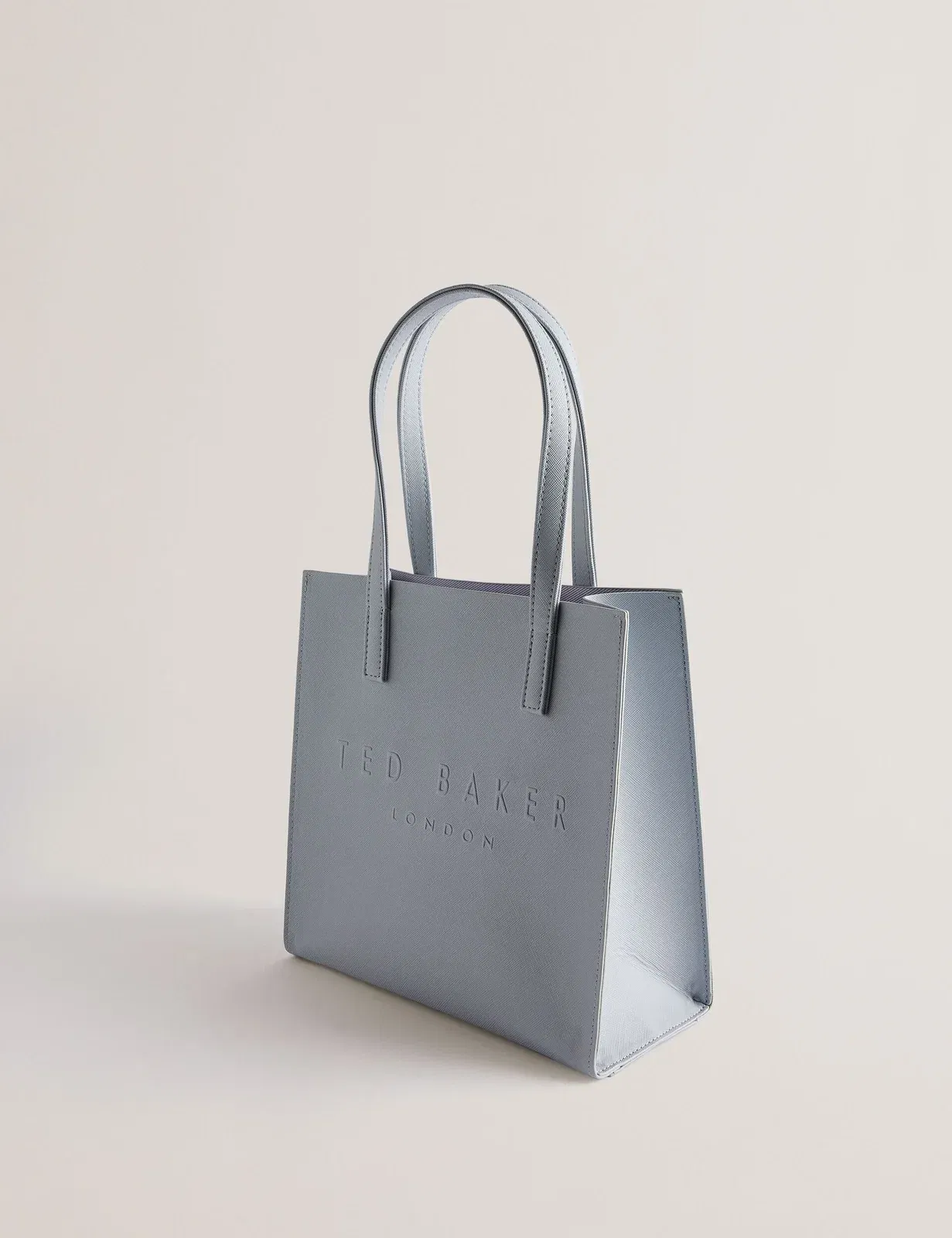 Ted Baker Seacon Grey Textured Pu Leather Small Icon Tote Bag Light Grey Women's