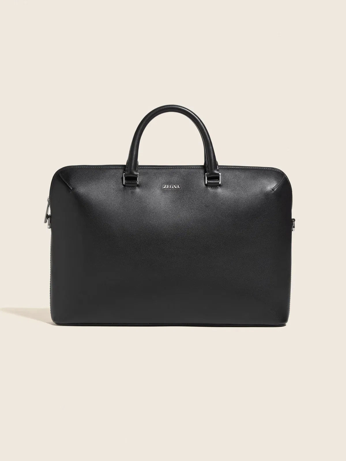 Zegna Black Leather Business Bag
