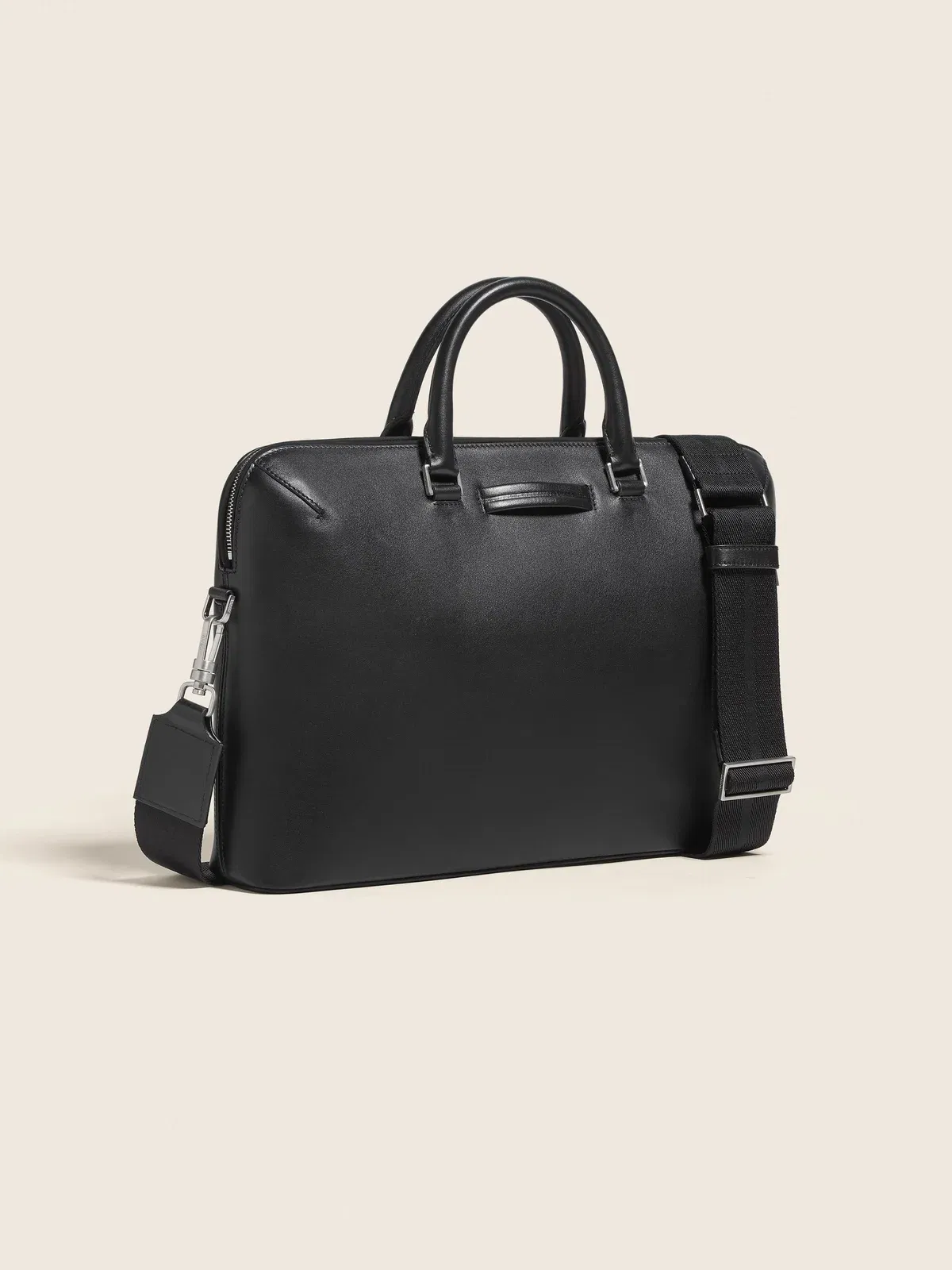 Zegna Black Leather Business Bag
