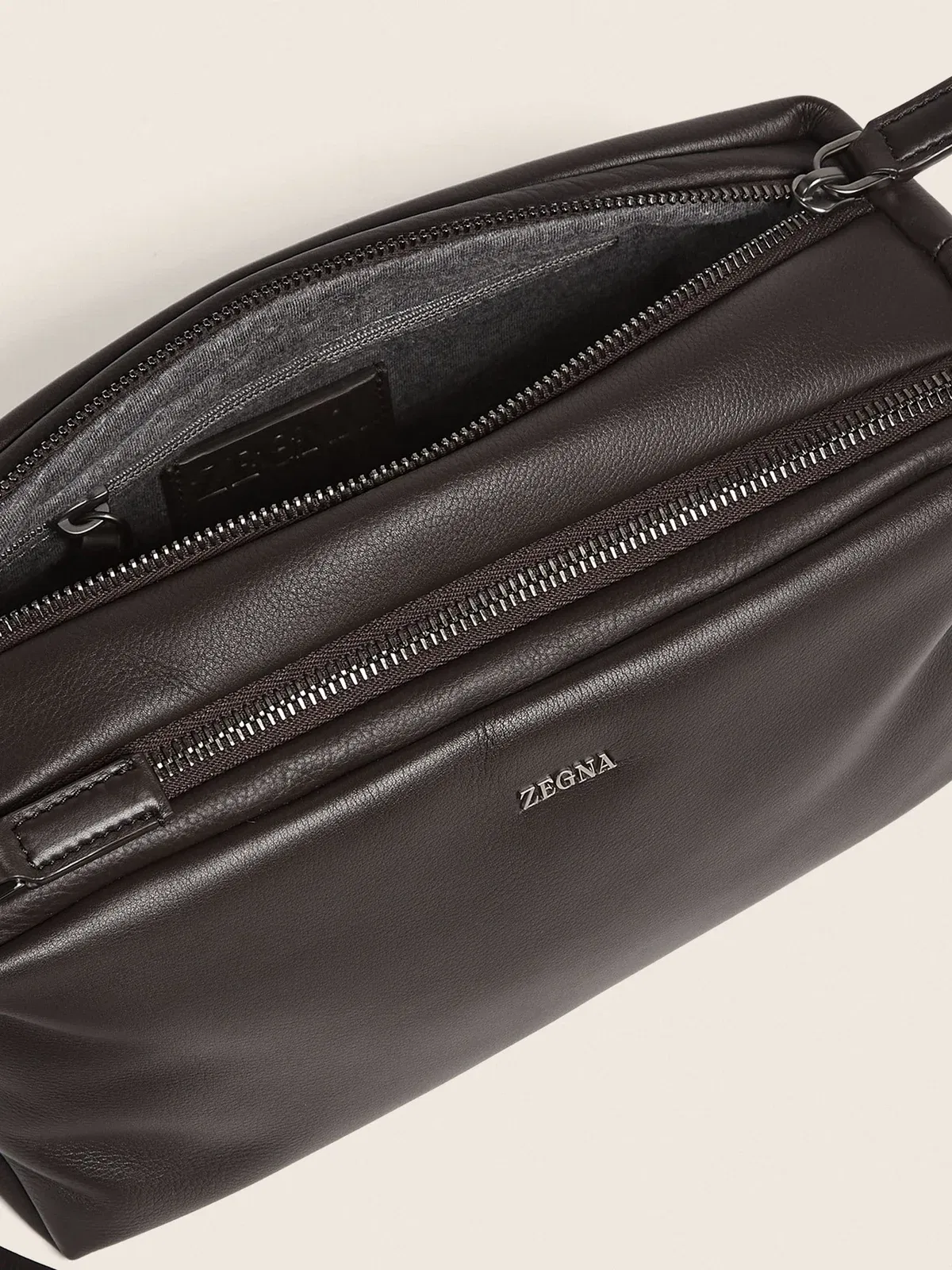 Zegna Dark Brown Secondskin Softy Pouch