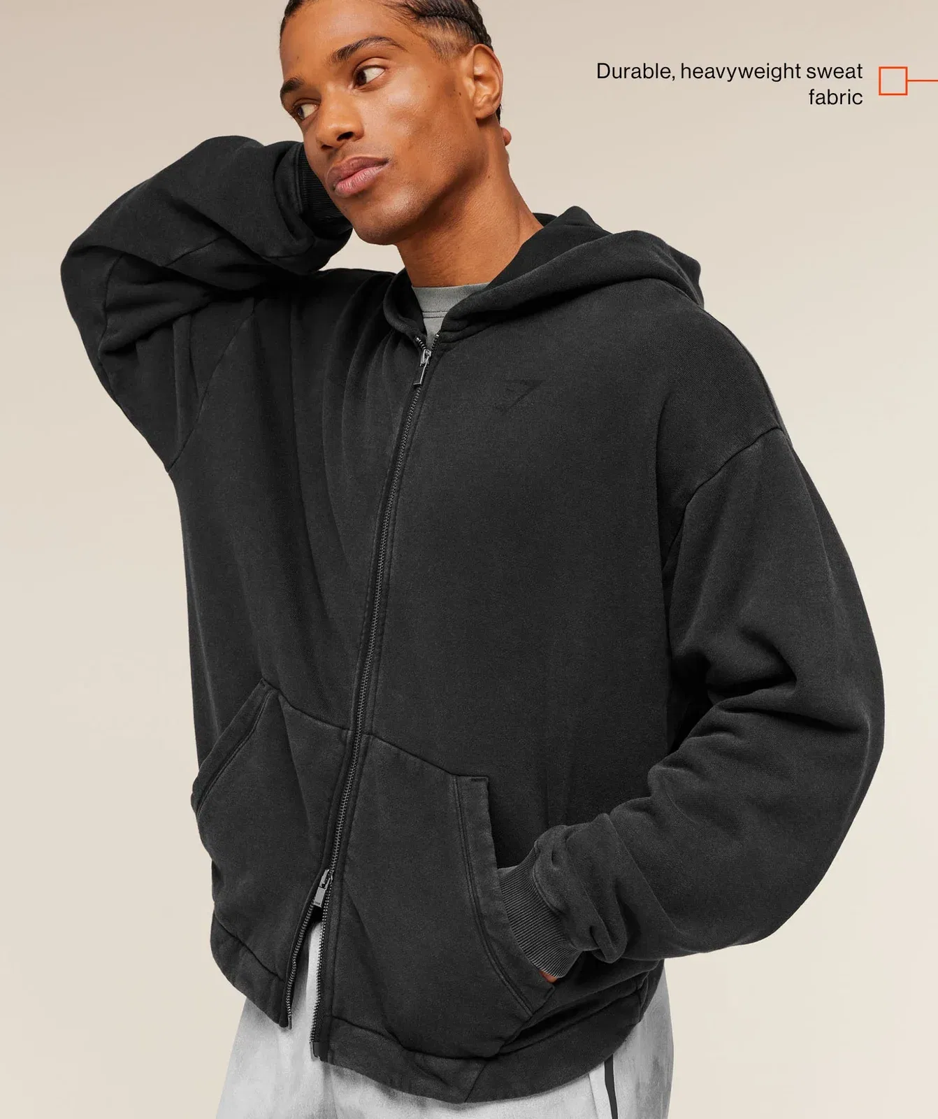 Gymshark Conditioning Club Washed Zip Through Hoodie Black