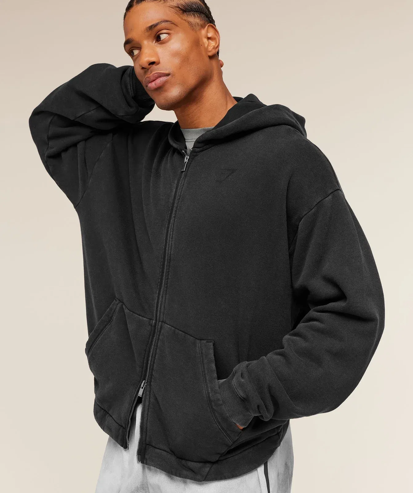 Gymshark Conditioning Club Washed Zip Through Hoodie Black