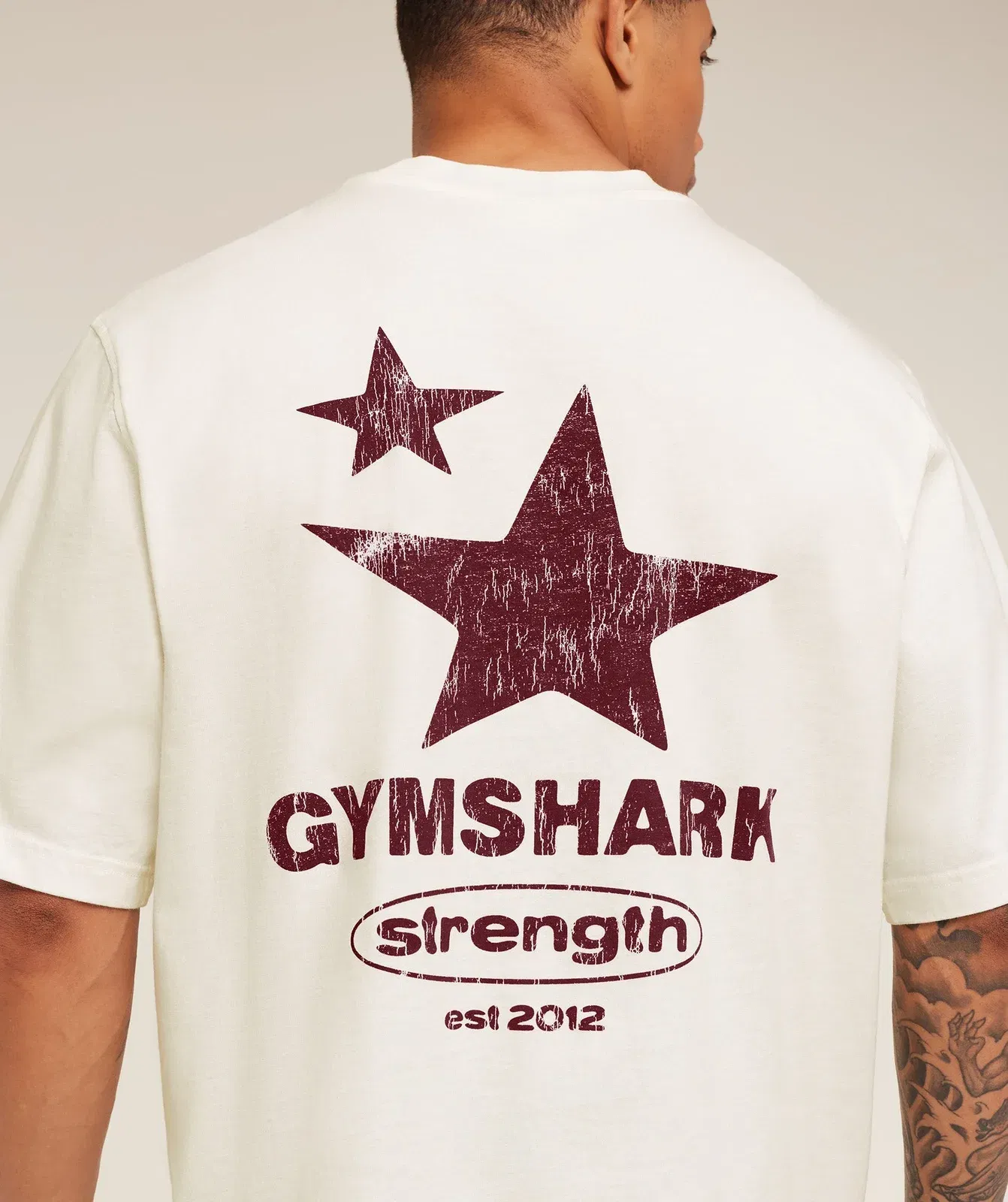 Gymshark Strength Stars Washed Graphic T-Shirt Soft White