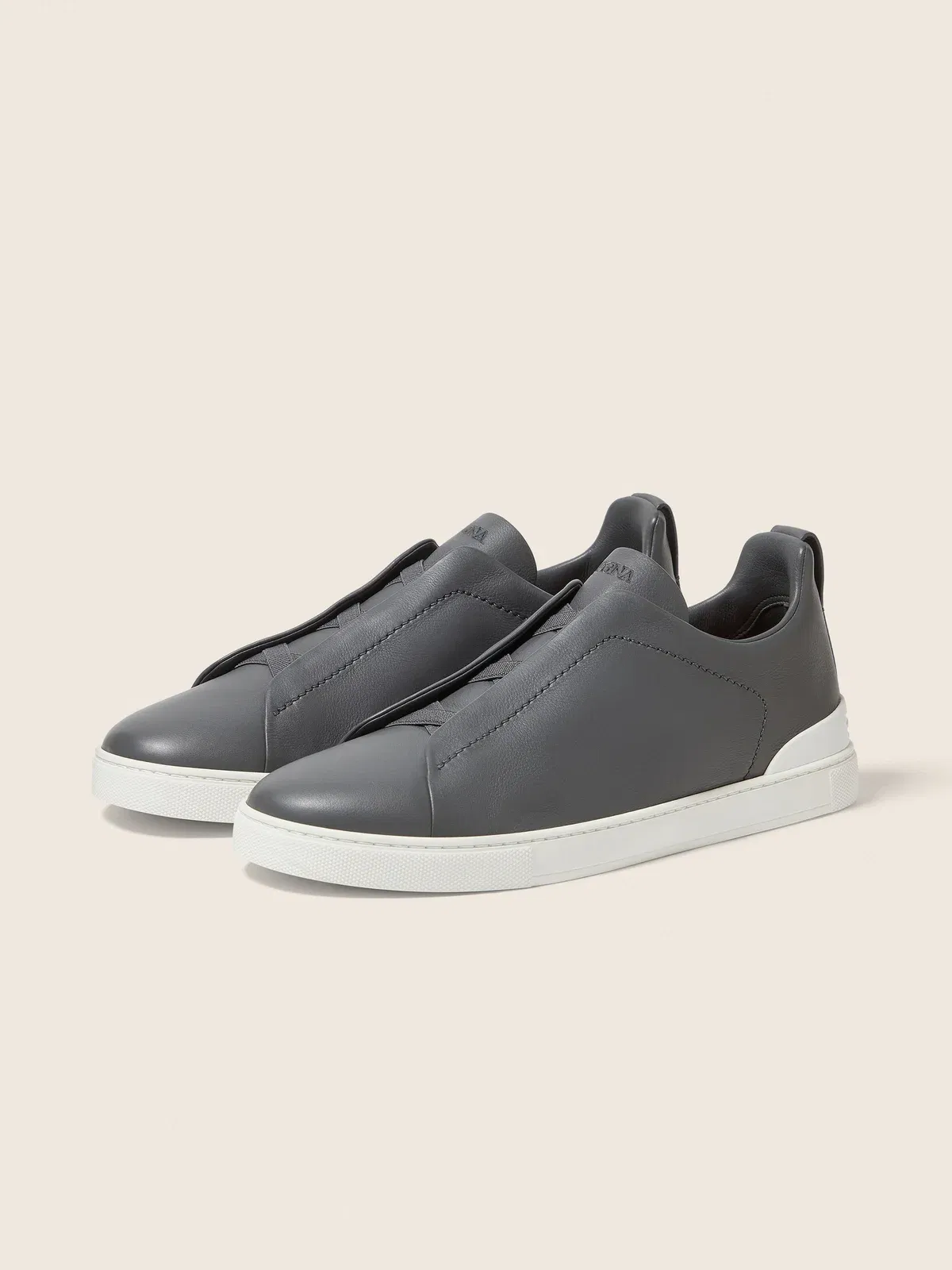 Zegna Dark Grey Triple Stitch Secondskin Sneakers