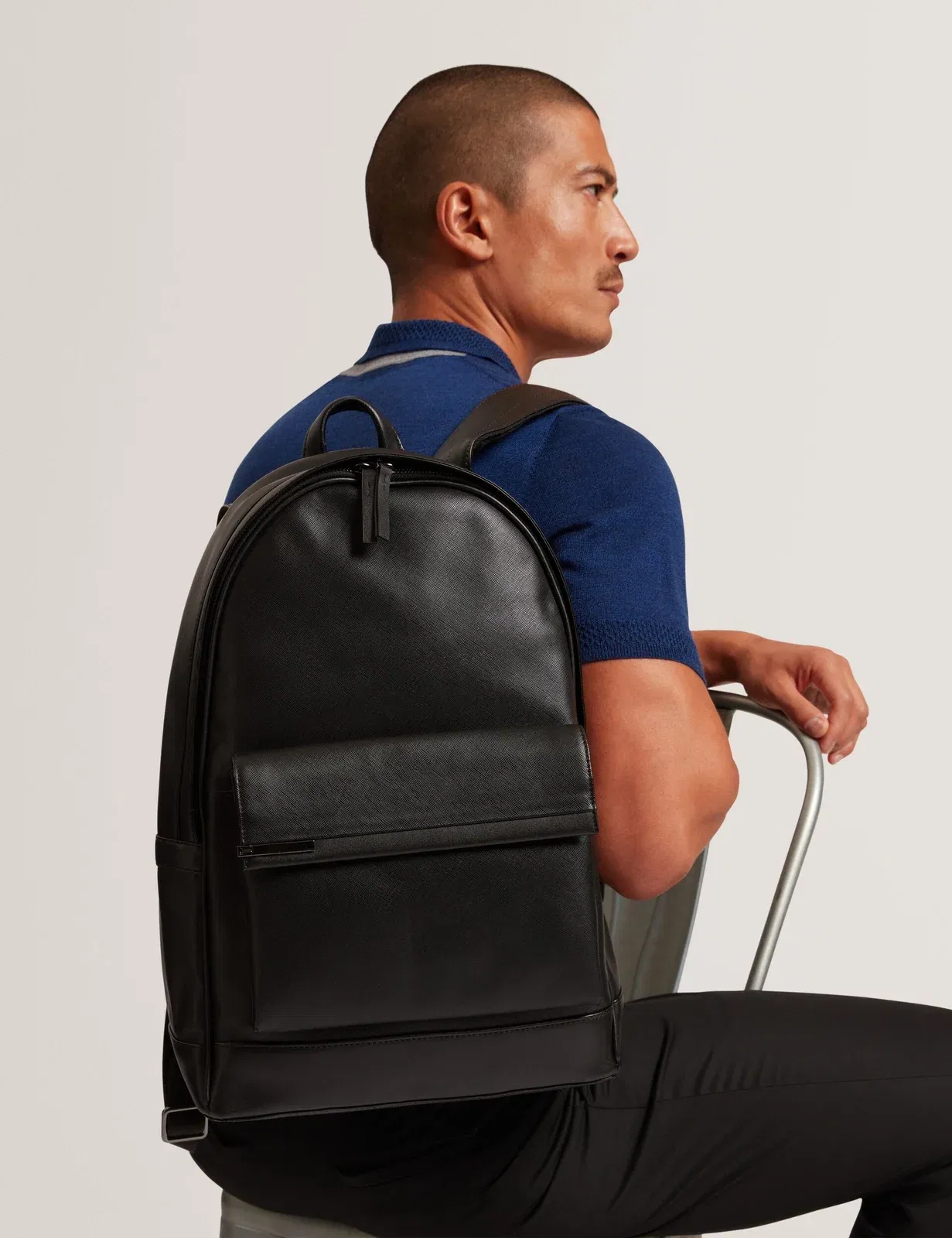 Ted Baker Samsons Crosshatch Faux Leather Large Backpack Black