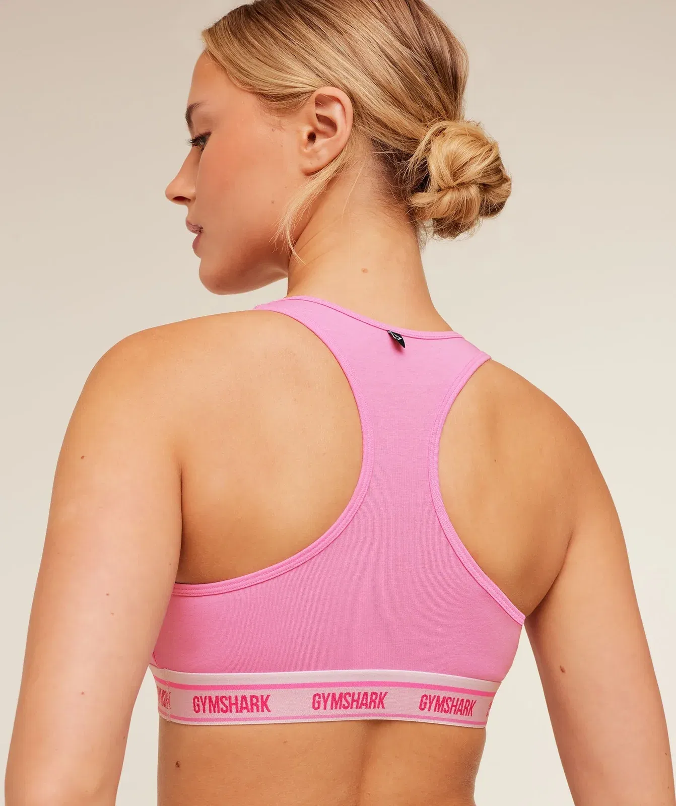 Women's Gymshark Elastic Branded Racerback Cotton Bralette Focus Pink