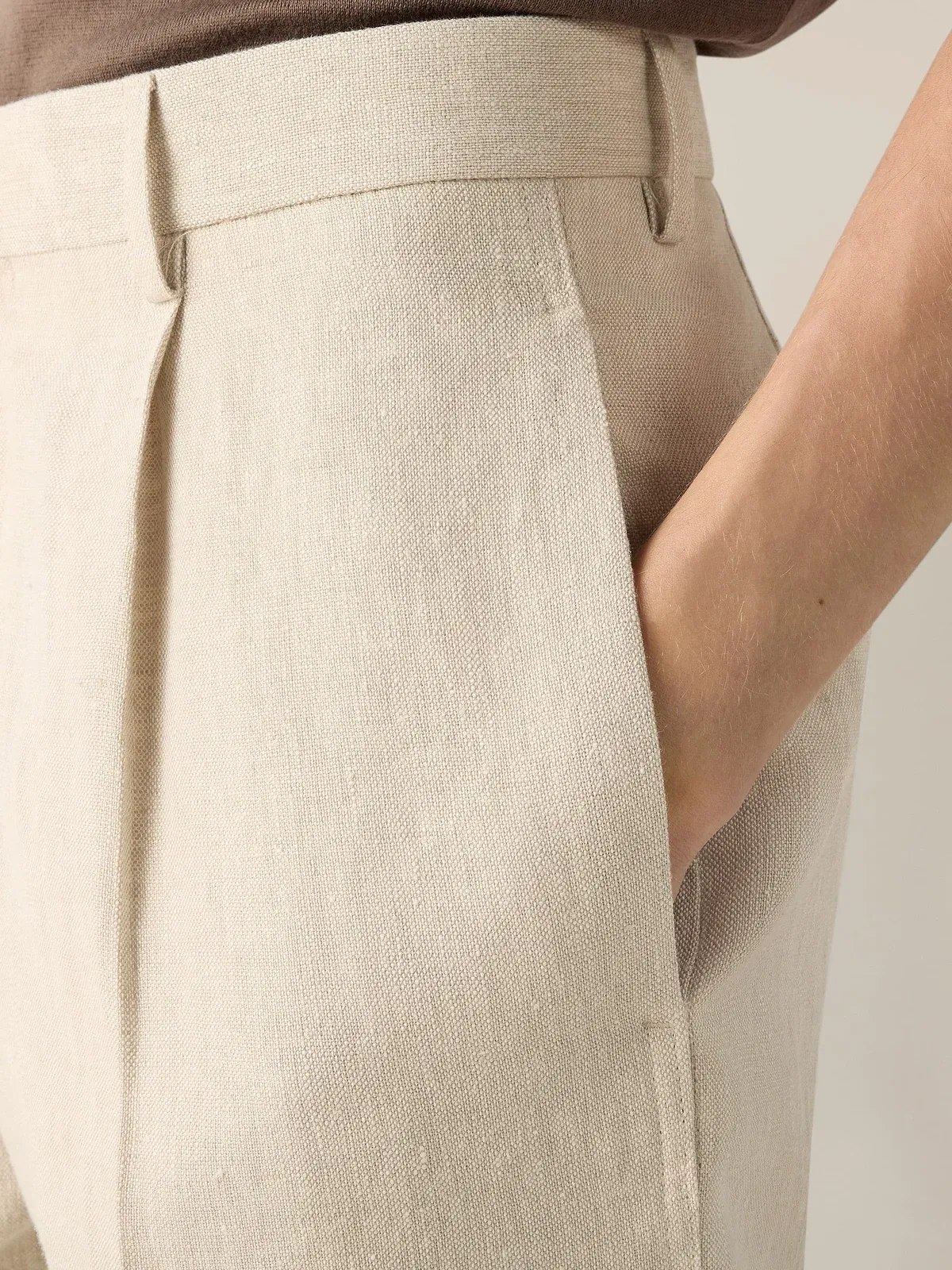 Zegna Light Taupe Linen Pants