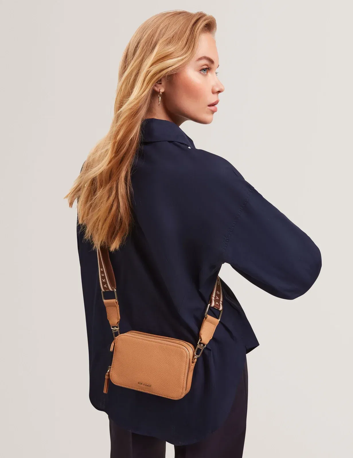 Ted Baker Stunna Mini Leather Crossbody Camera Bag Camel Women's