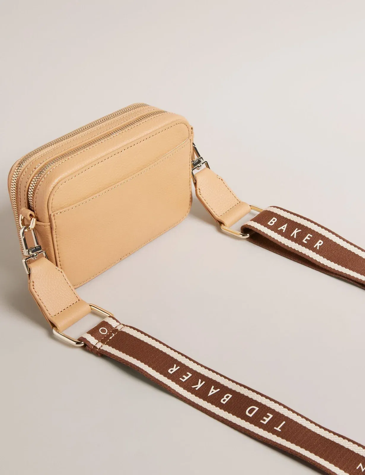 Ted Baker Stunna Mini Leather Crossbody Camera Bag Camel Women's