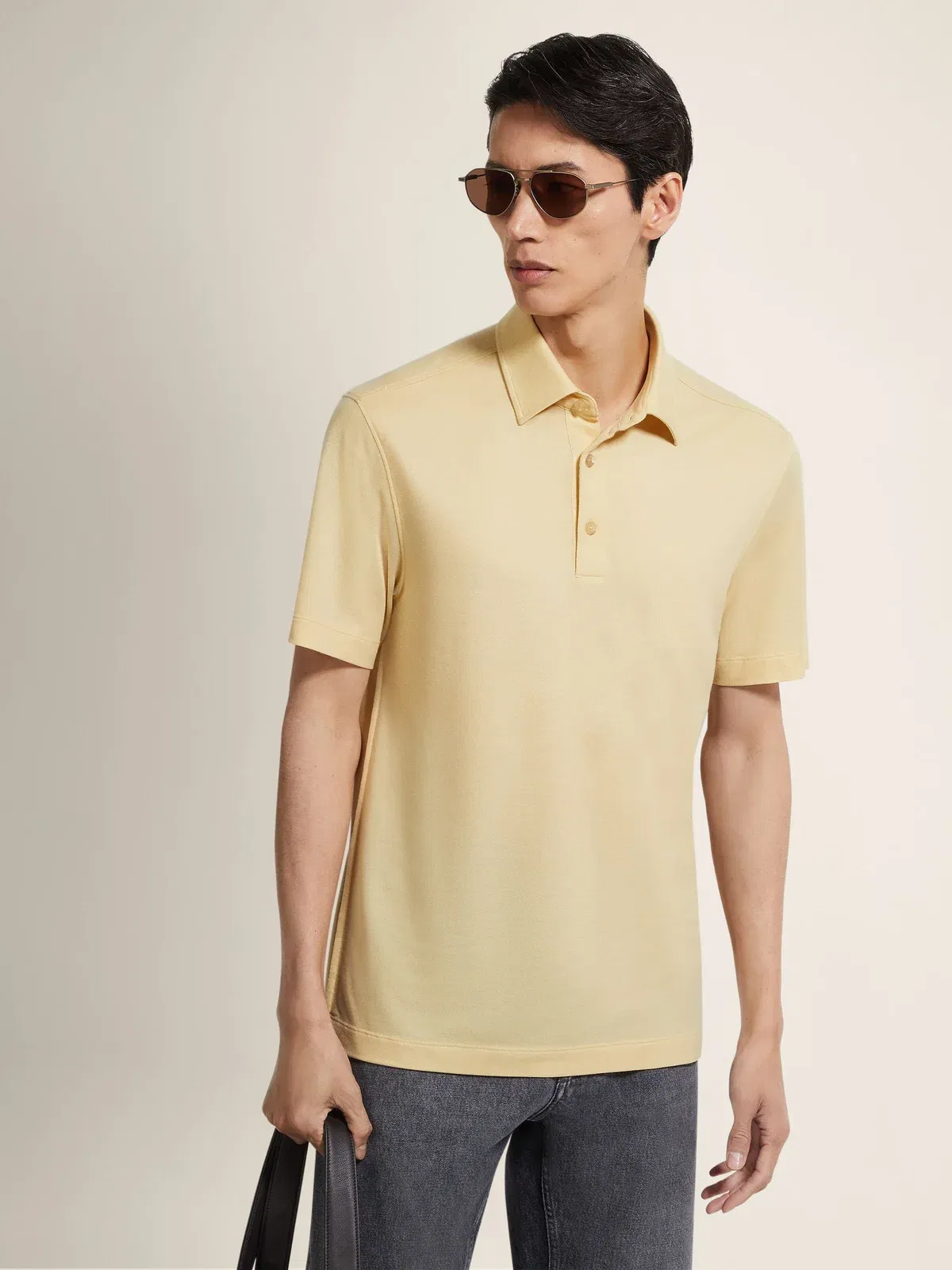 Zegna Pastel Yellow Vellus Aureum Polo Shirt