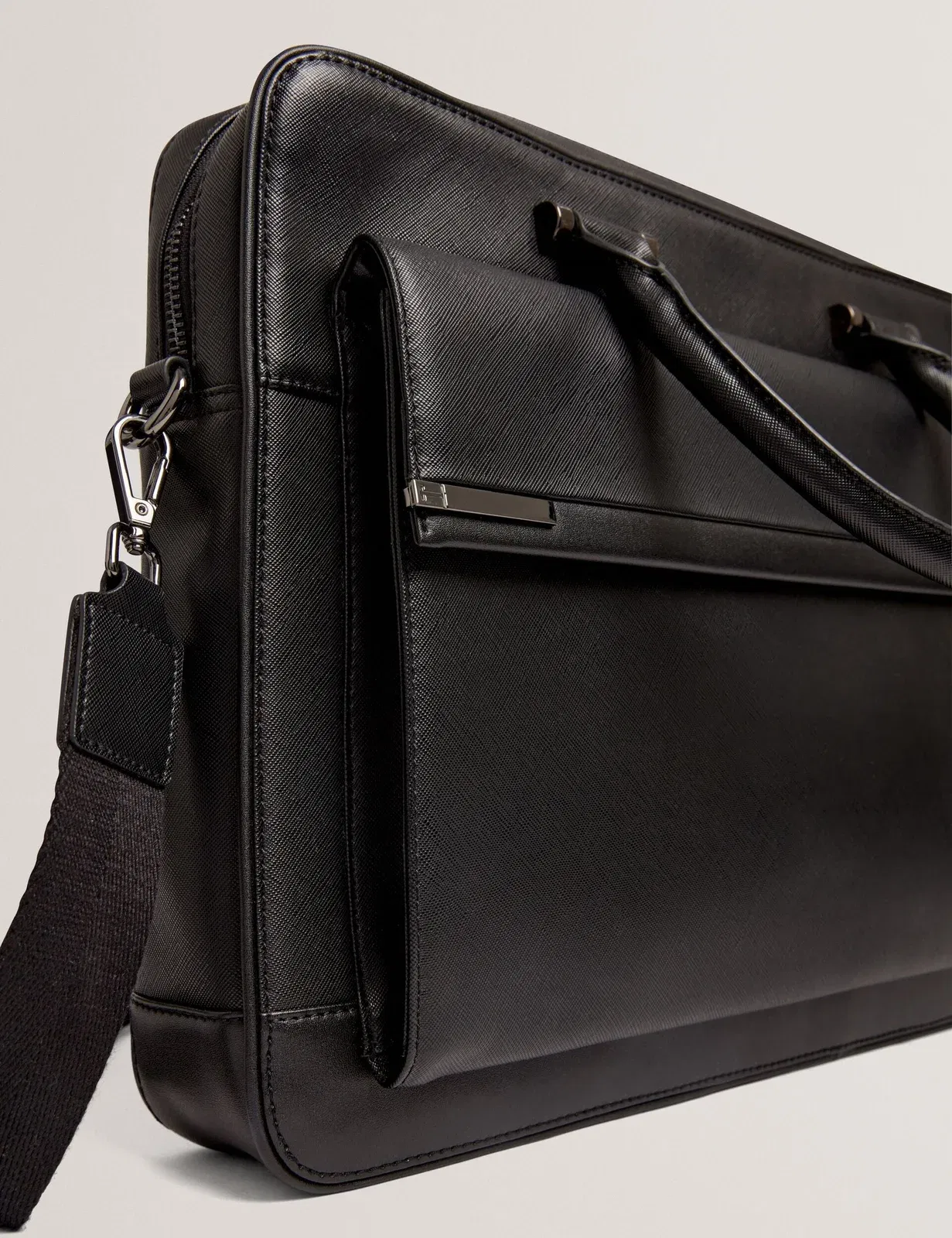 Ted Baker Sanndro Crosshatch Faux Leather Laptop Bag Black