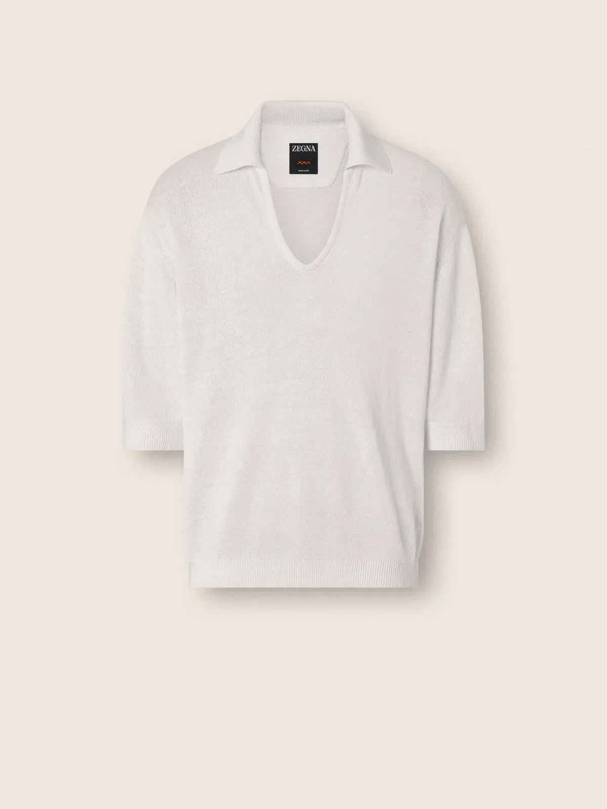 Zegna White Oasi Lino Polo Shirt