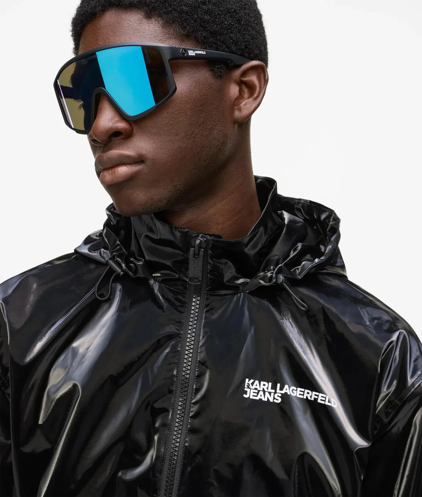 Shiny hooded bomber jacket