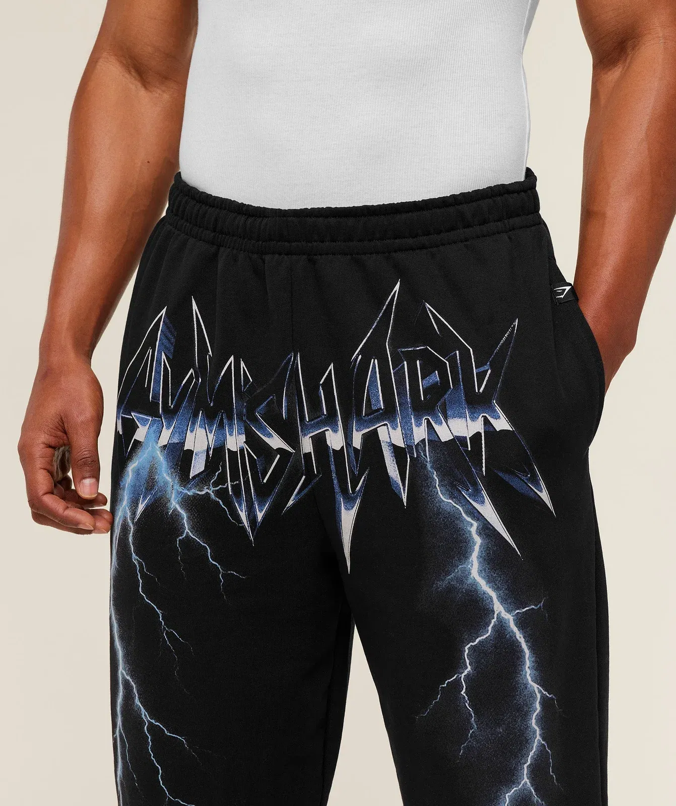 Gymshark Eagle Band Style Graphic Straight Leg Pants GS Black