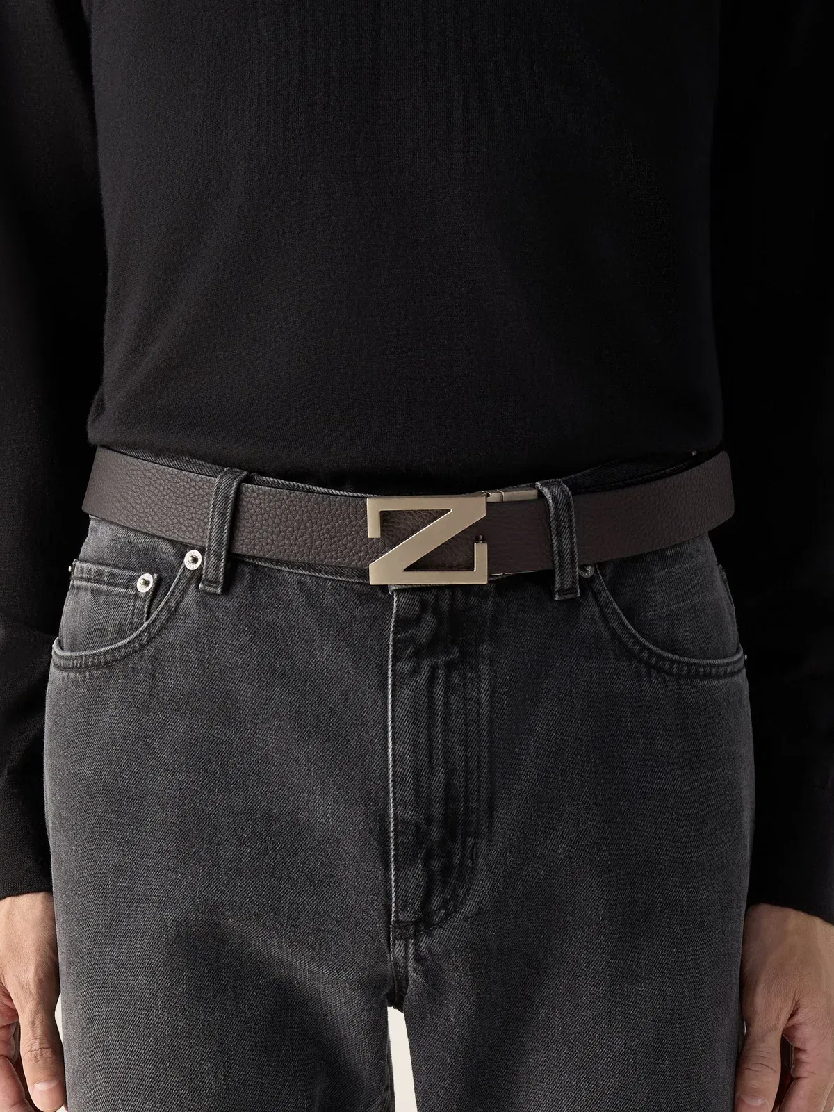 Zegna Dark Brown And Black Reversible Leather Belt