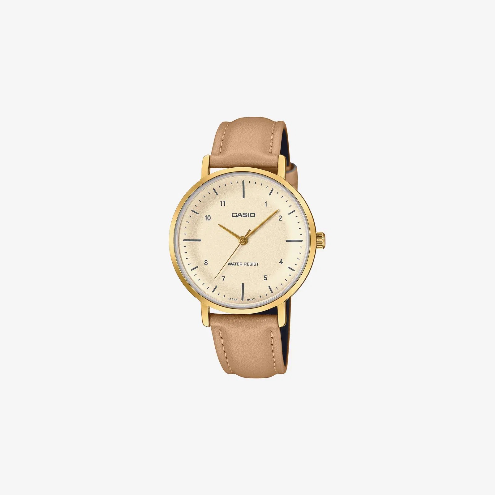 Casio Enticer LTP-VT03GL-4BDF Quartz Gold Dial Analog Brown Leather Strap Watch