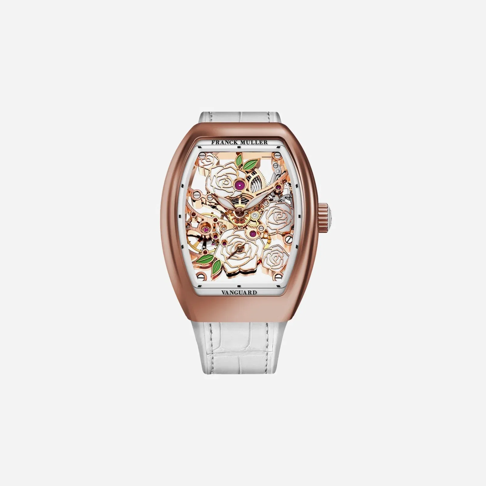Franck Muller Vanguard Lady Skeleton Dial Leather Strap Watch WMNS - V 32 S6 SQT ROSE (BC) 5N