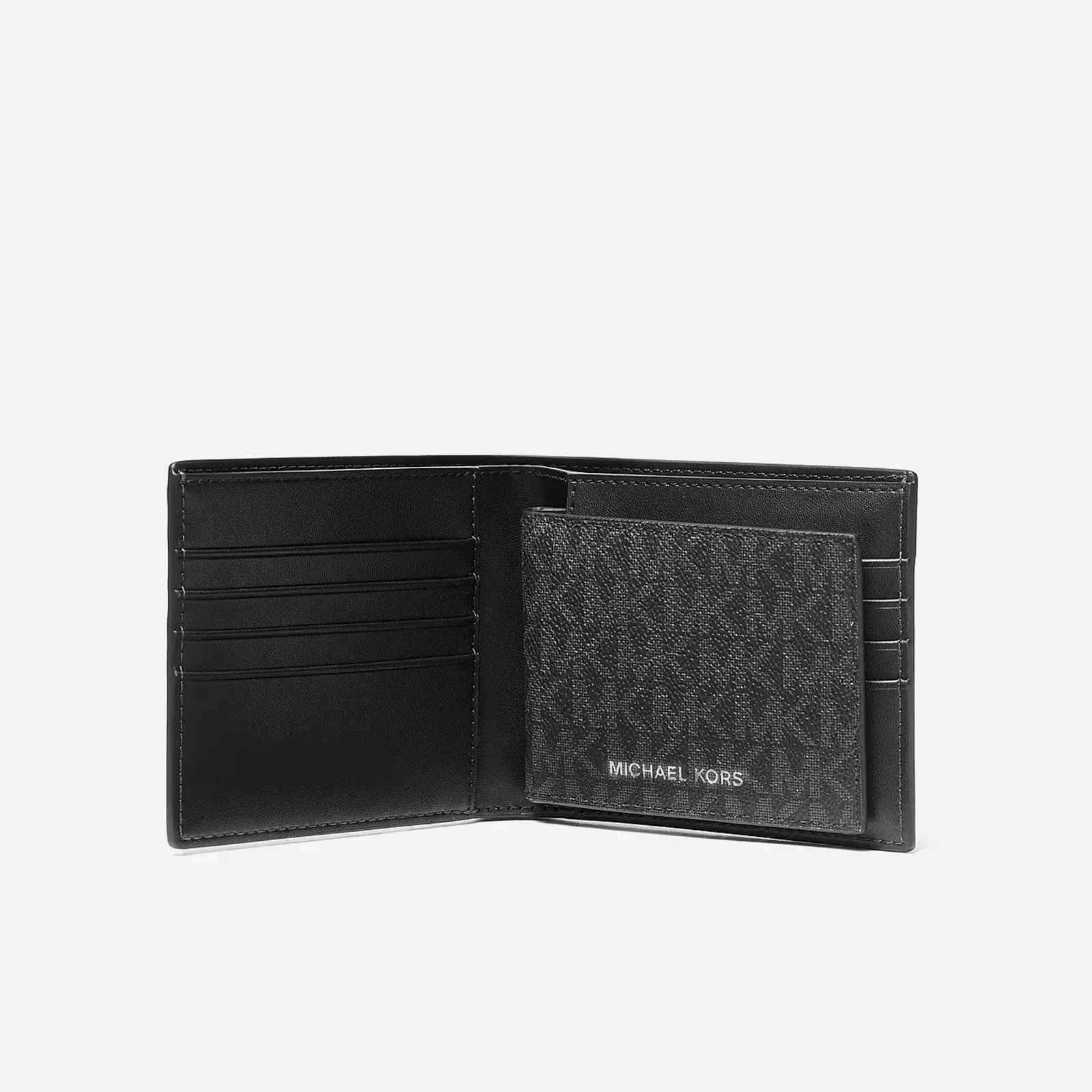 Michael Kors Harrison Logo Billfold Wallet With Passcase Black