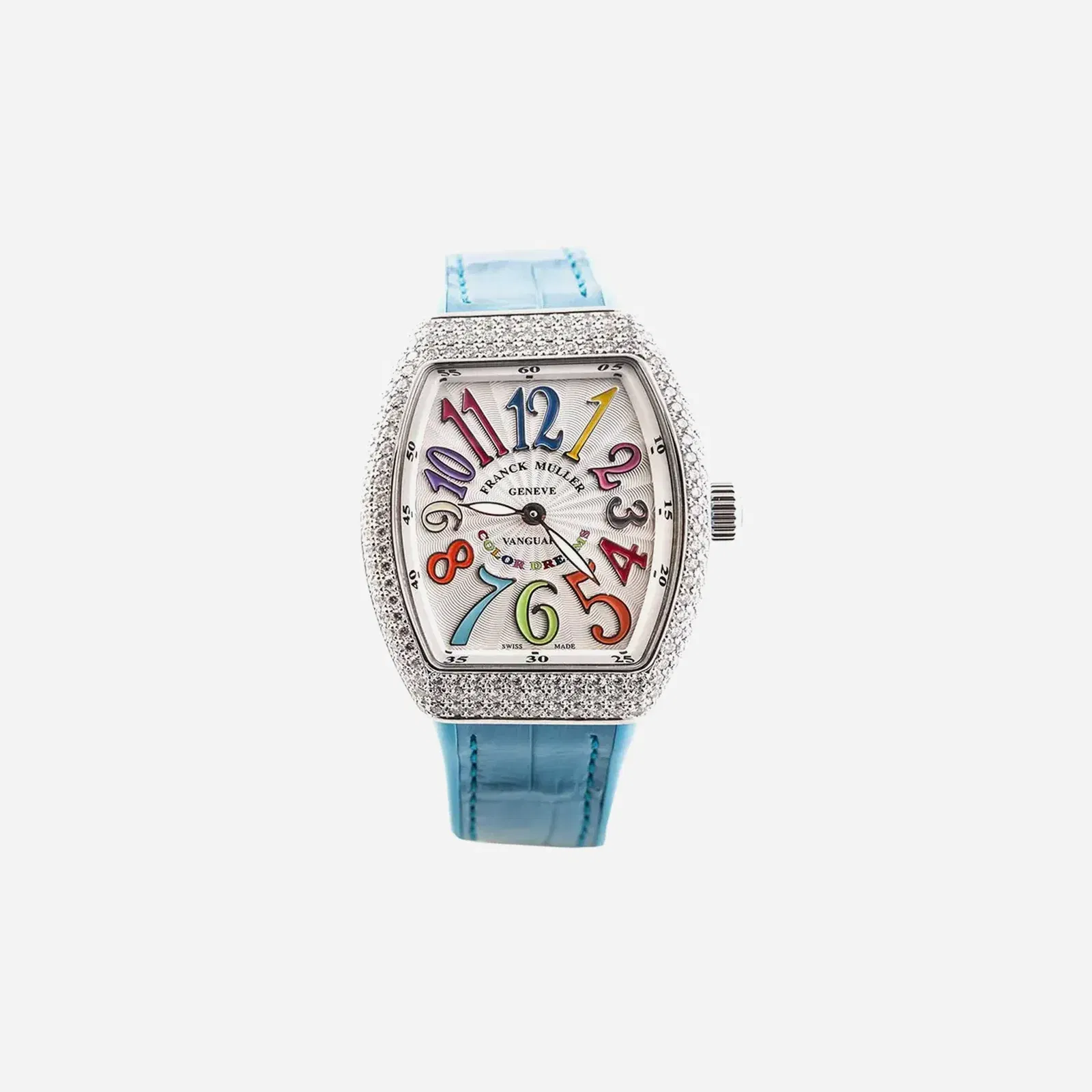 Franck Muller Color Dreams Silver Dial Leather Strap Watch WMNS - AC BL V 32 QZ D COL DRM