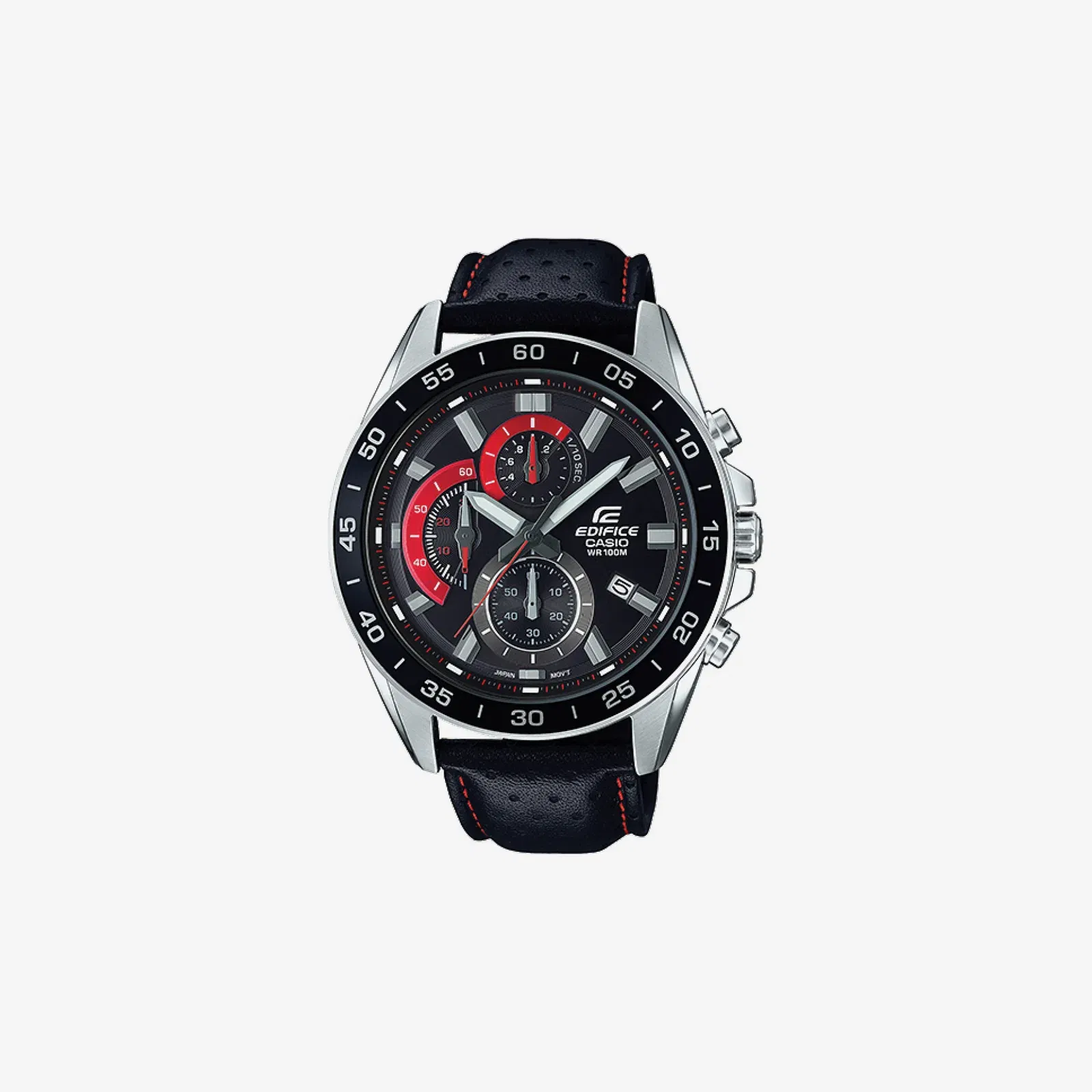 Casio Edifice EFV-550L-1AVUDF Quartz Black Dial Chronograph Leather Watch