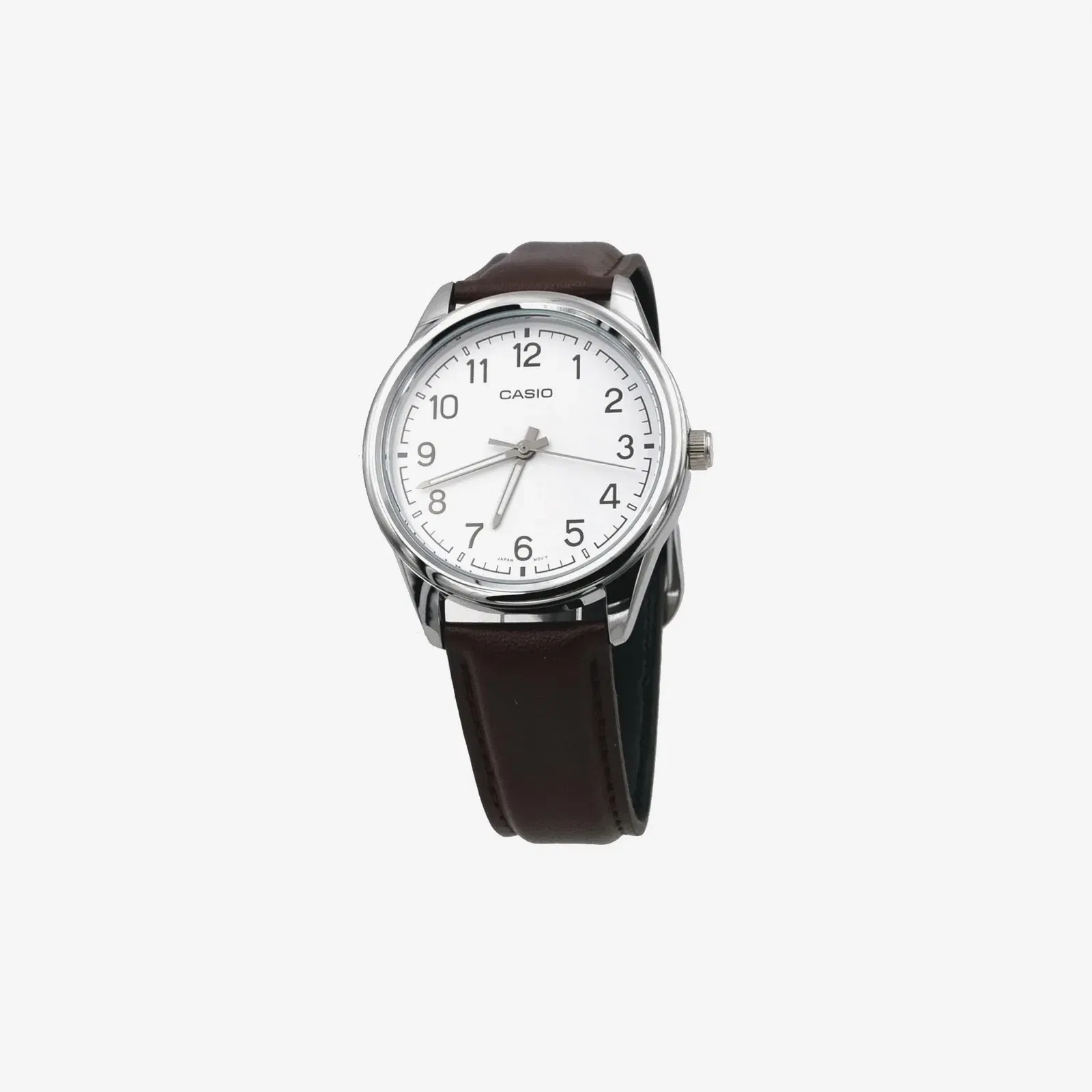 Casio MTP-V005L-7B4 Brown Leather Band White Numbers Dial Casual Analog Watch