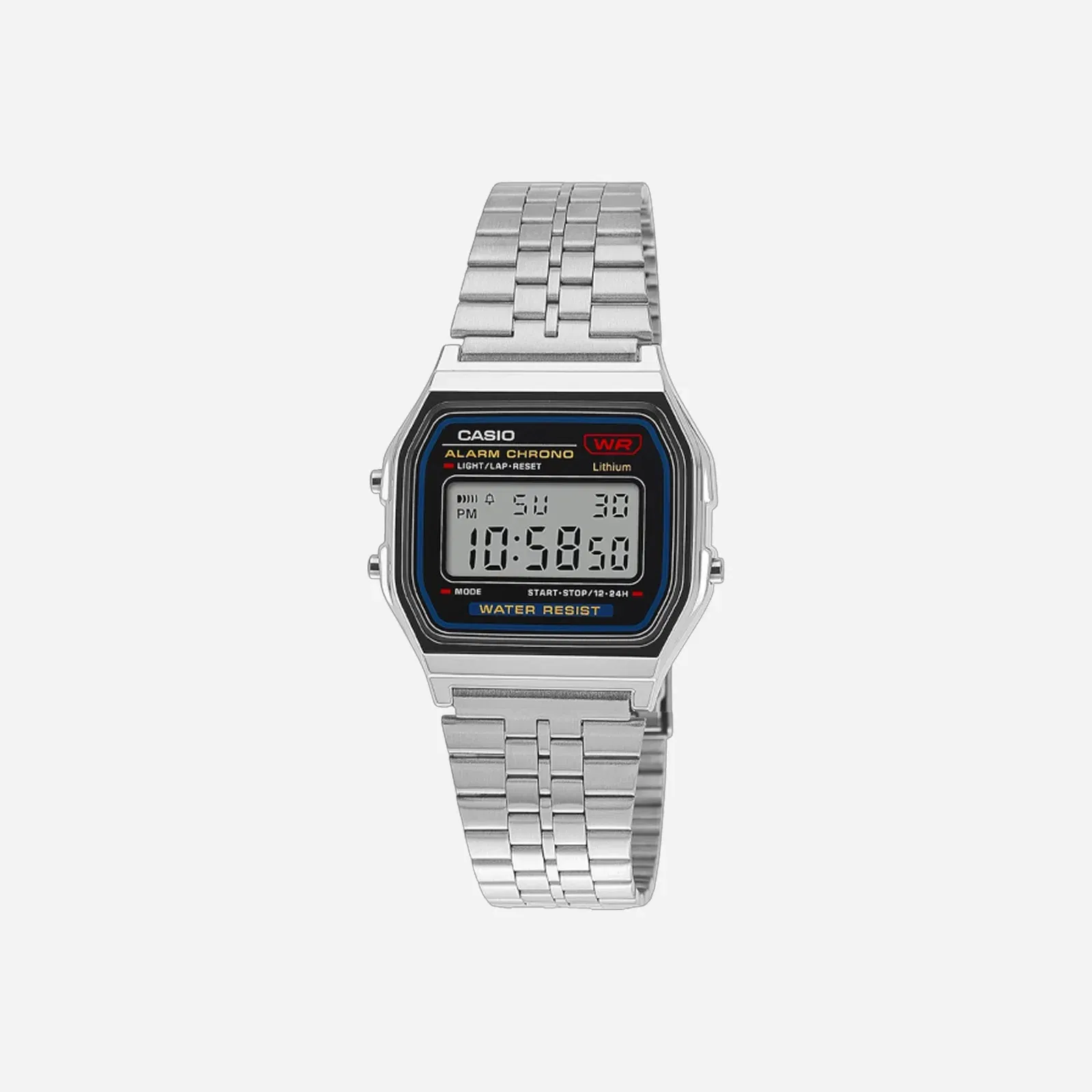 Casio Unisex Vintage A159W-N1DF Black Digital Dial Silver Stainless Steel Band D339