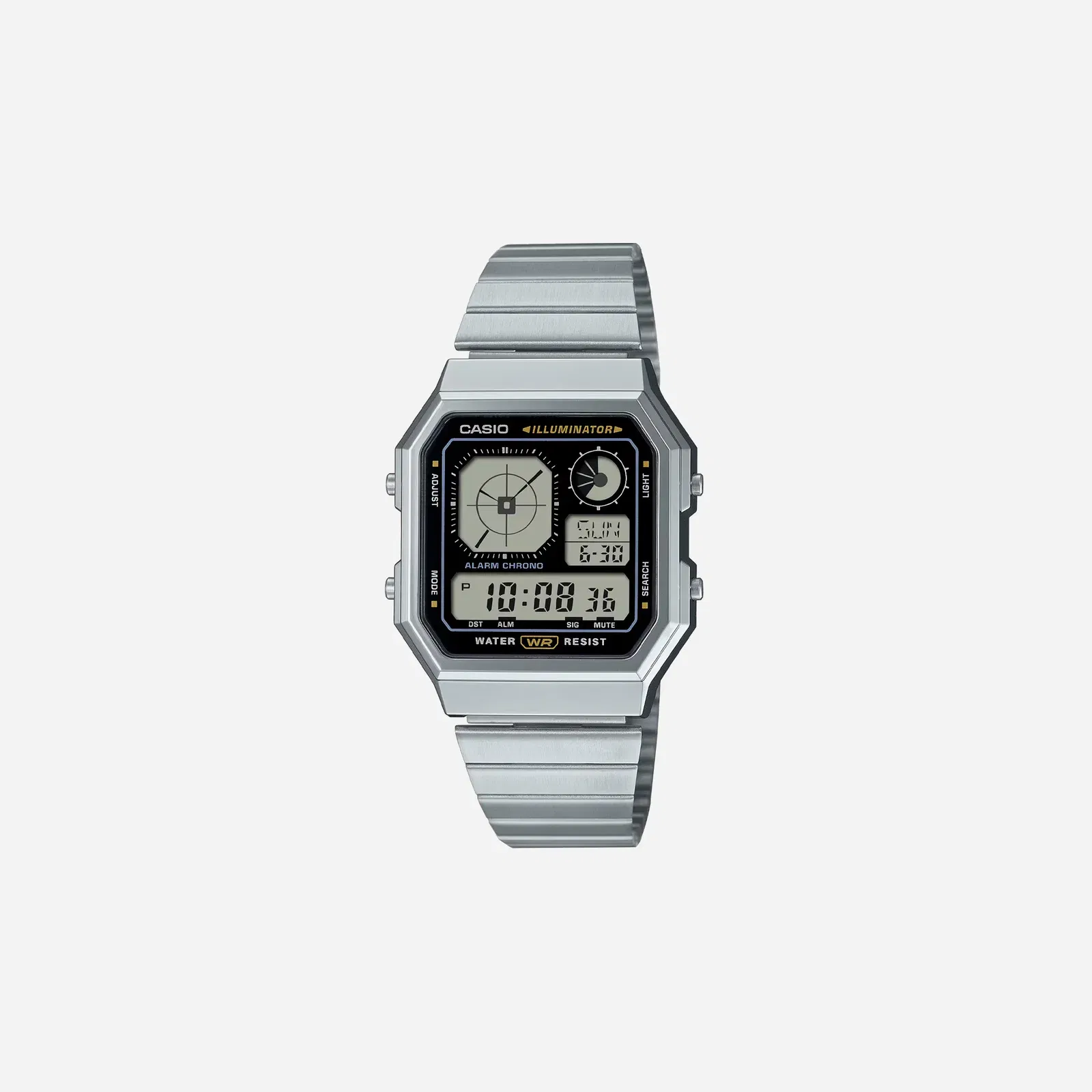 Casio Vintage A130WE-1ADF Quartz Black Dial Digital Stainless Steel Illuminator Watch