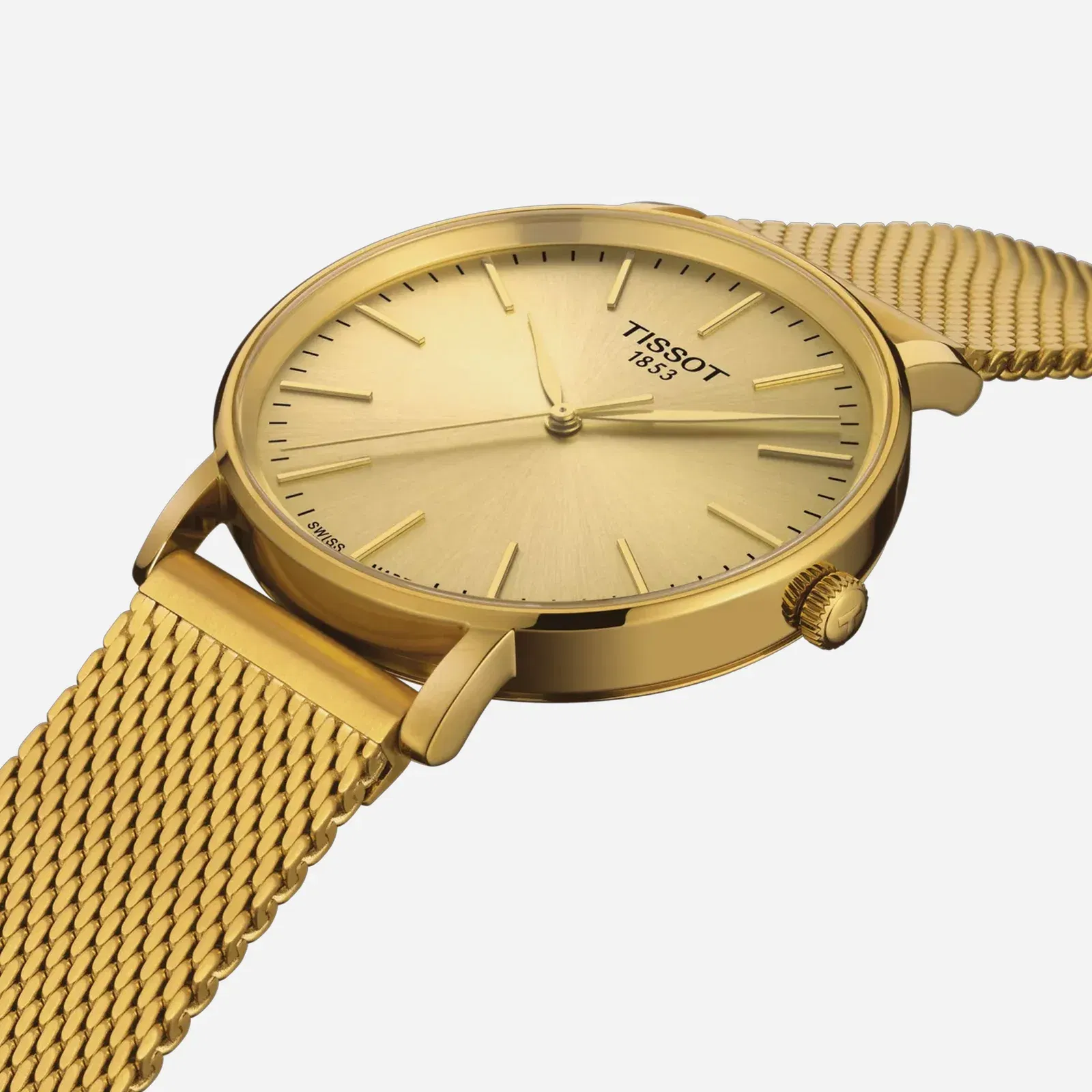 Tissot Everytime Gent Leaf Dial Yellow Gold Stainless Steel Yellow Gold PVD Strap Watch