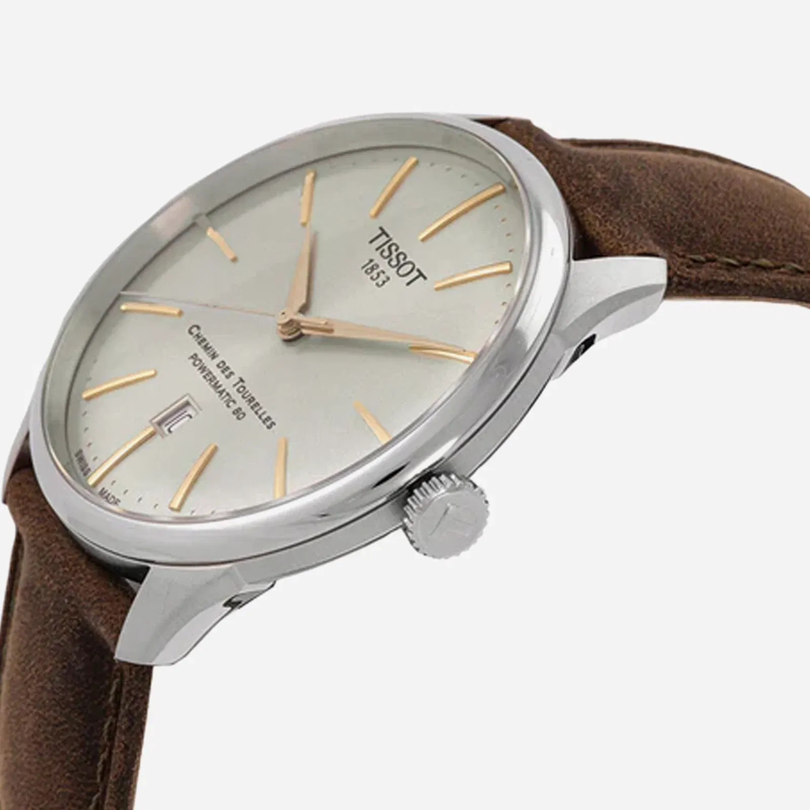 Tissot Chemin Des Tourelles Powermatic 80 42mm Alpha Dial Silver Leather Strap Watch