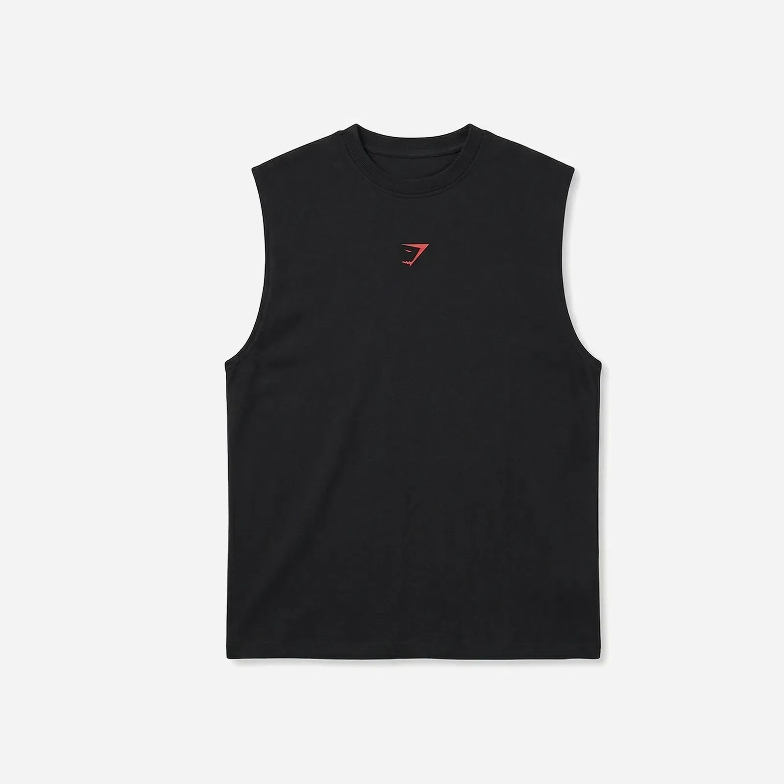 Gymshark Power Cut Off Tank Black/Conditioning Red Oversized Fit