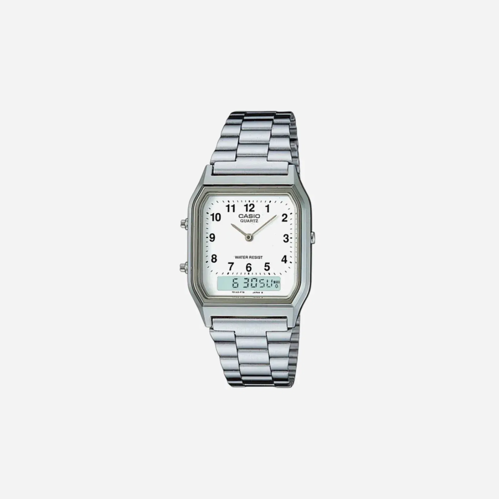 Casio Vintage AQ-230A-7BMQ Quartz White Dial Analog Stainless Steel Watch