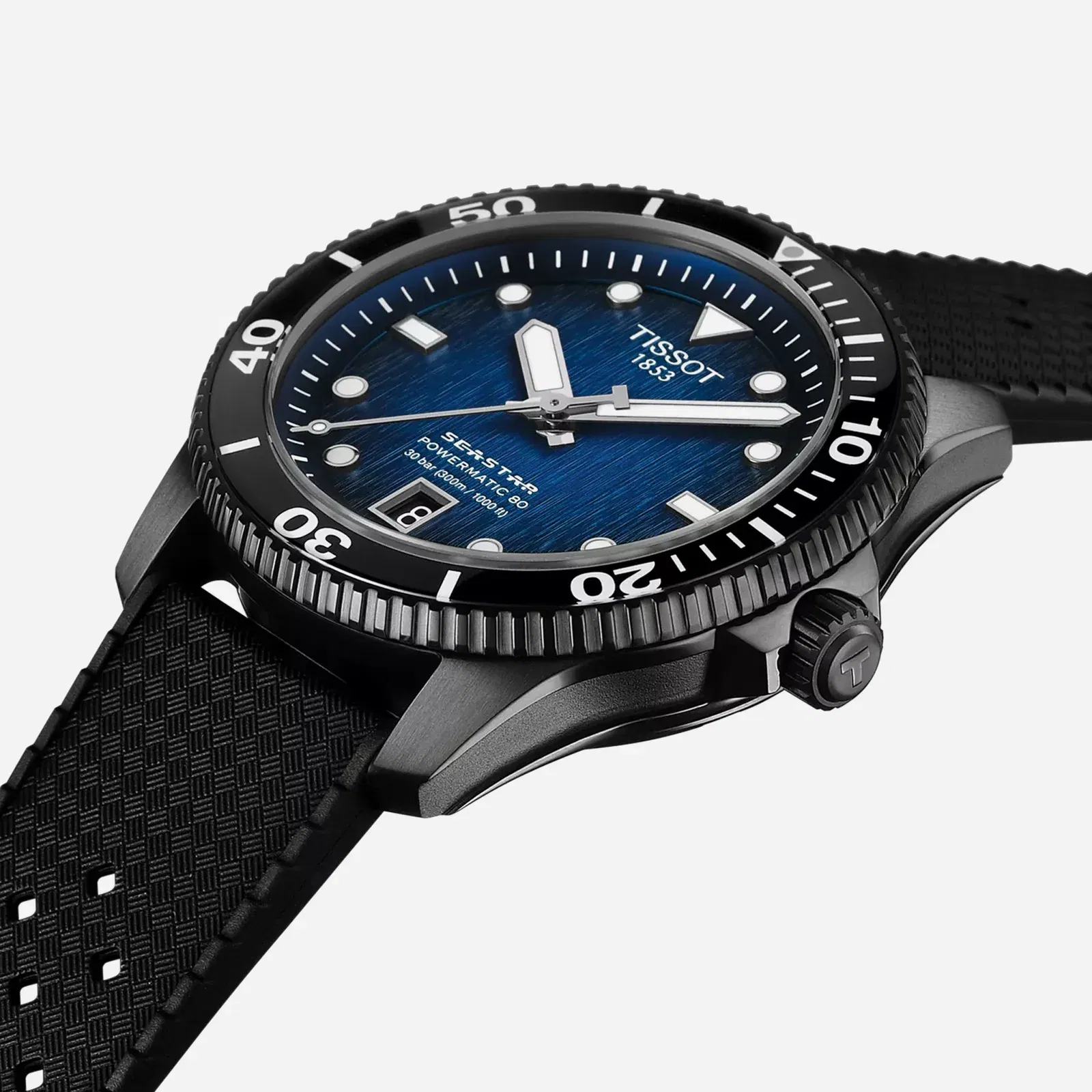 Tissot Seastar 1000 Powermatic 80 Blue Dial Black Rubber Strap Watch
