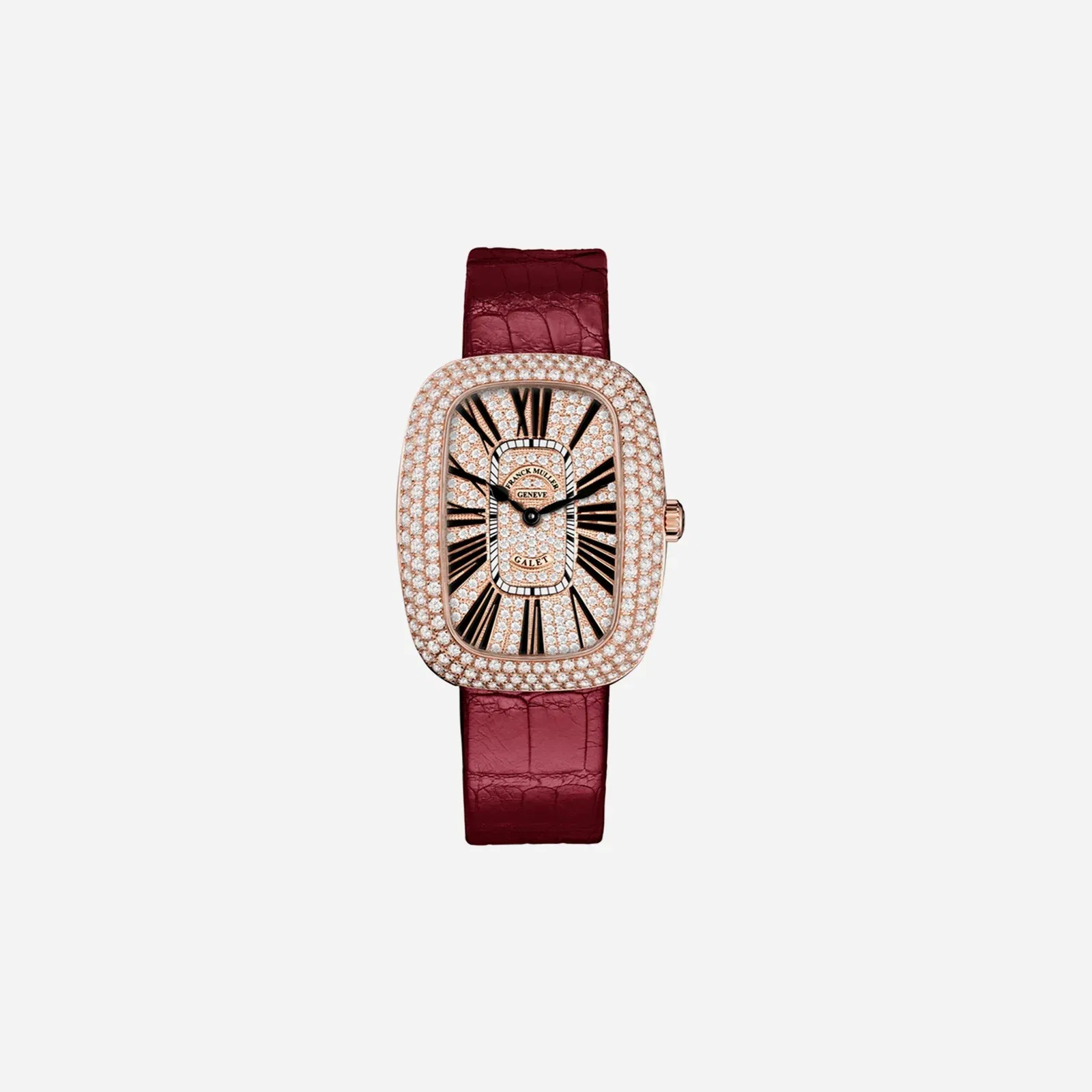 Franck Muller Galet Diamonds Dial Leather Strap Watch WMNS - 3002-M-QZ-R-D3-CD-5N