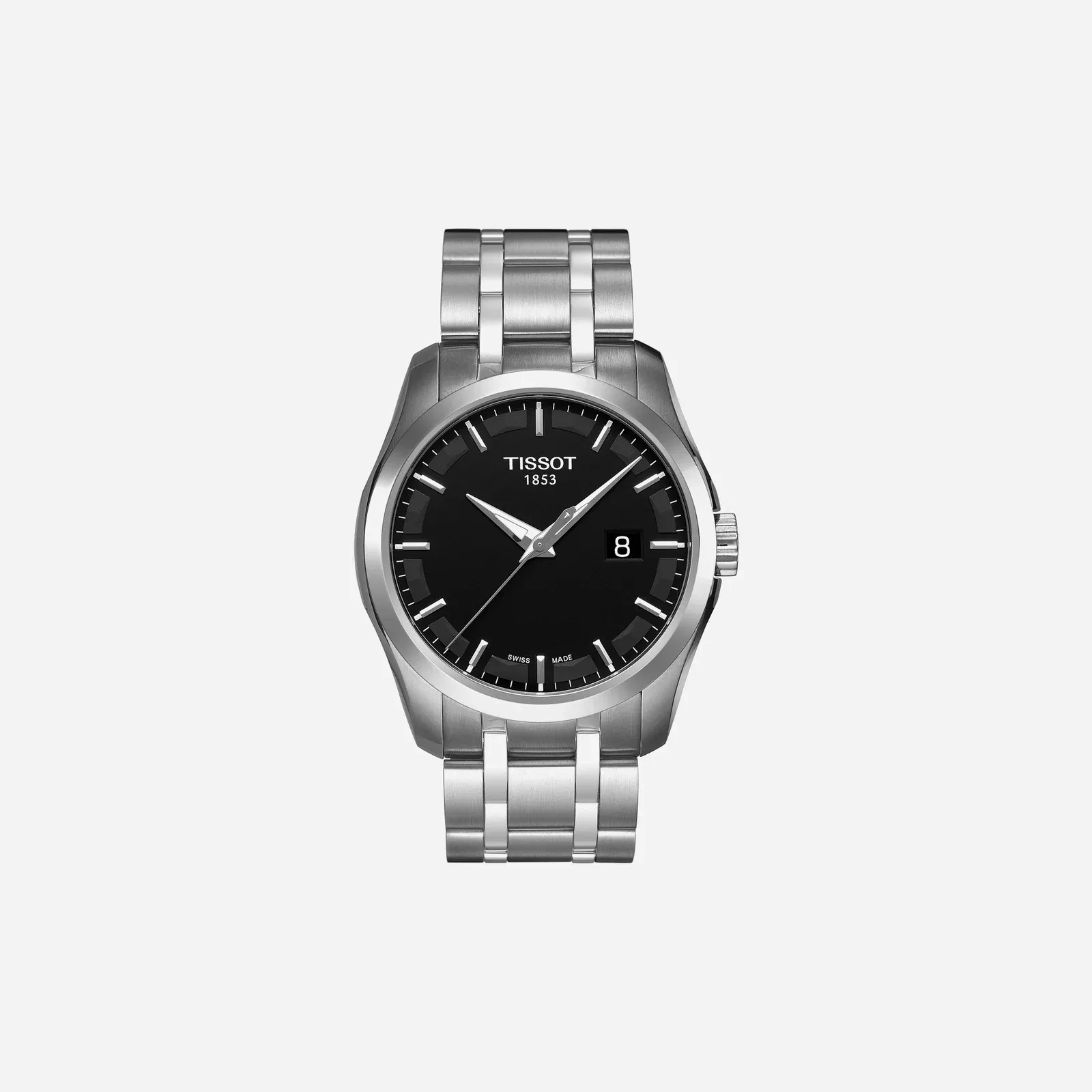 Tissot Couturier Black Dial Silver Stainless Steel Strap Watch