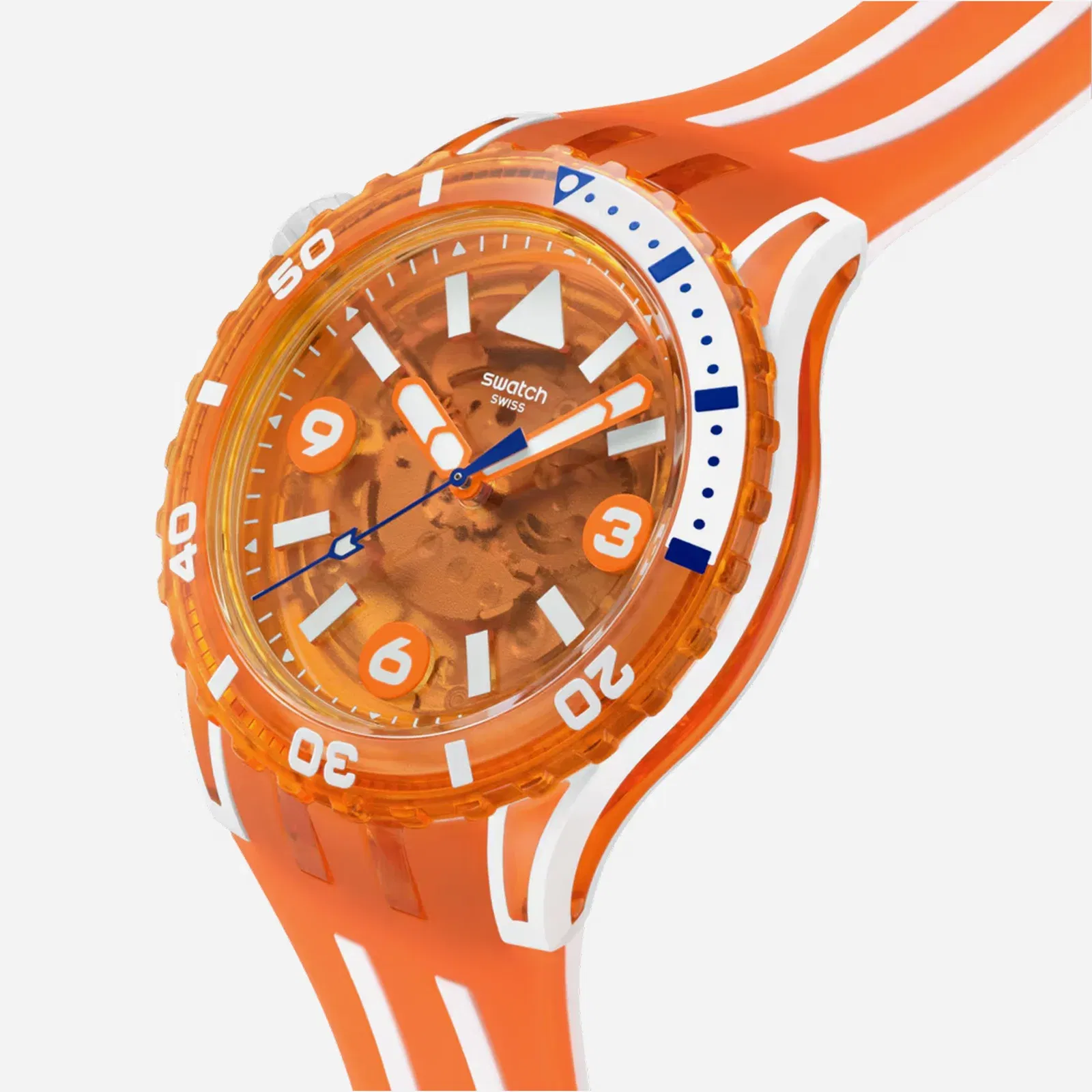 Swatch Scubaqua Pacific Sea Nettle Quartz Orange Dial Analog Watch