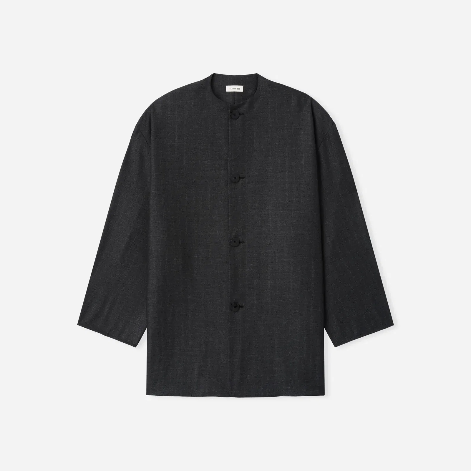 Fear Of God Grey Striped Wool Collarless Sport Jacket