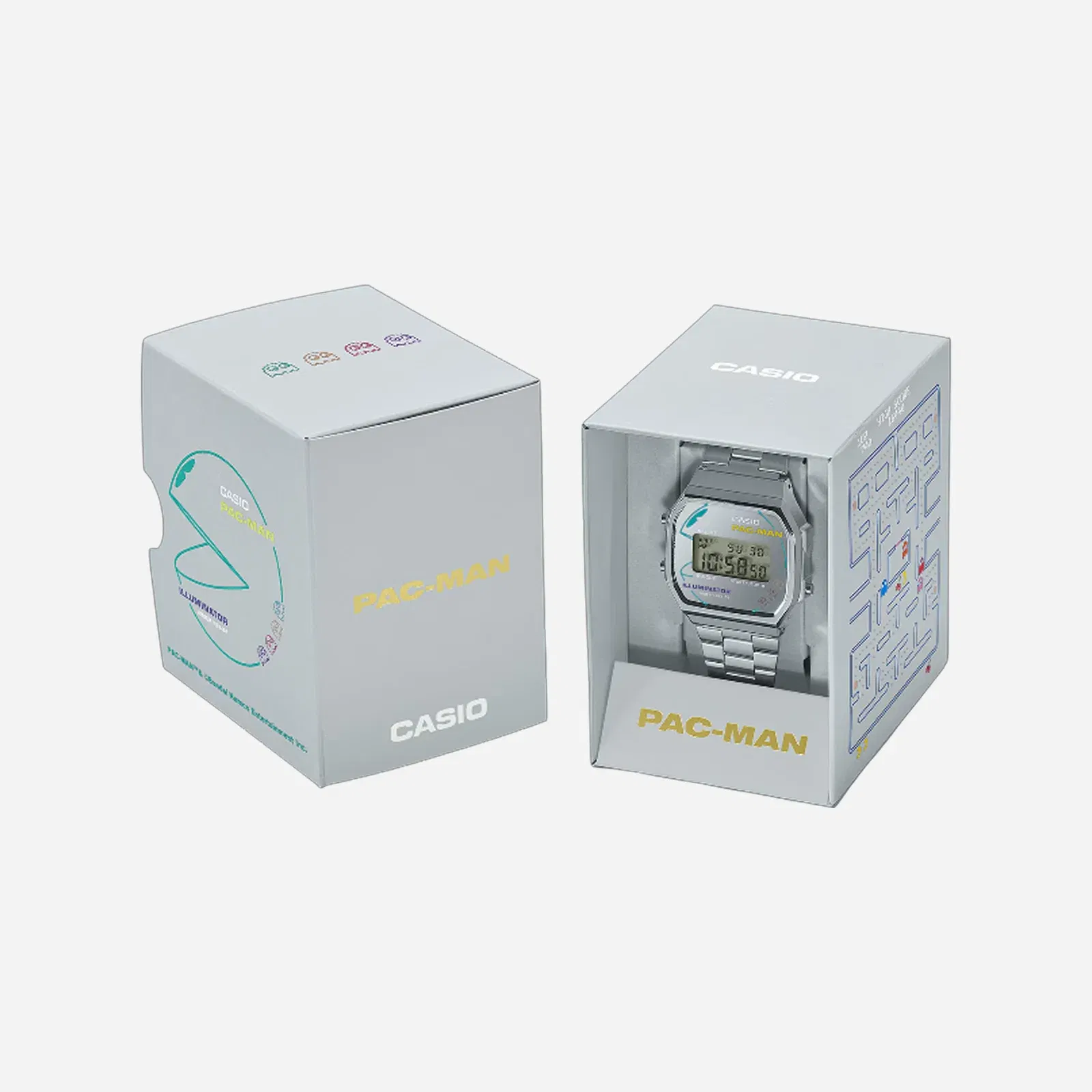 Casio Vintage A168WEPC-7ADR PAC-MAN Limited Edition Quartz Silver Dial Digital Stainless Steel Watch