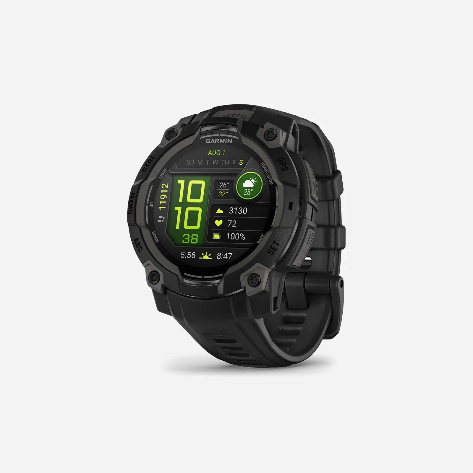 Garmin Instinct 3 45mm, Amoled Display, Rugged Outdoor GPS Smartwatch, Metal-Reinforced Bezel, Built-in Flashlight, Up to 18 Days of Battery Life, Black