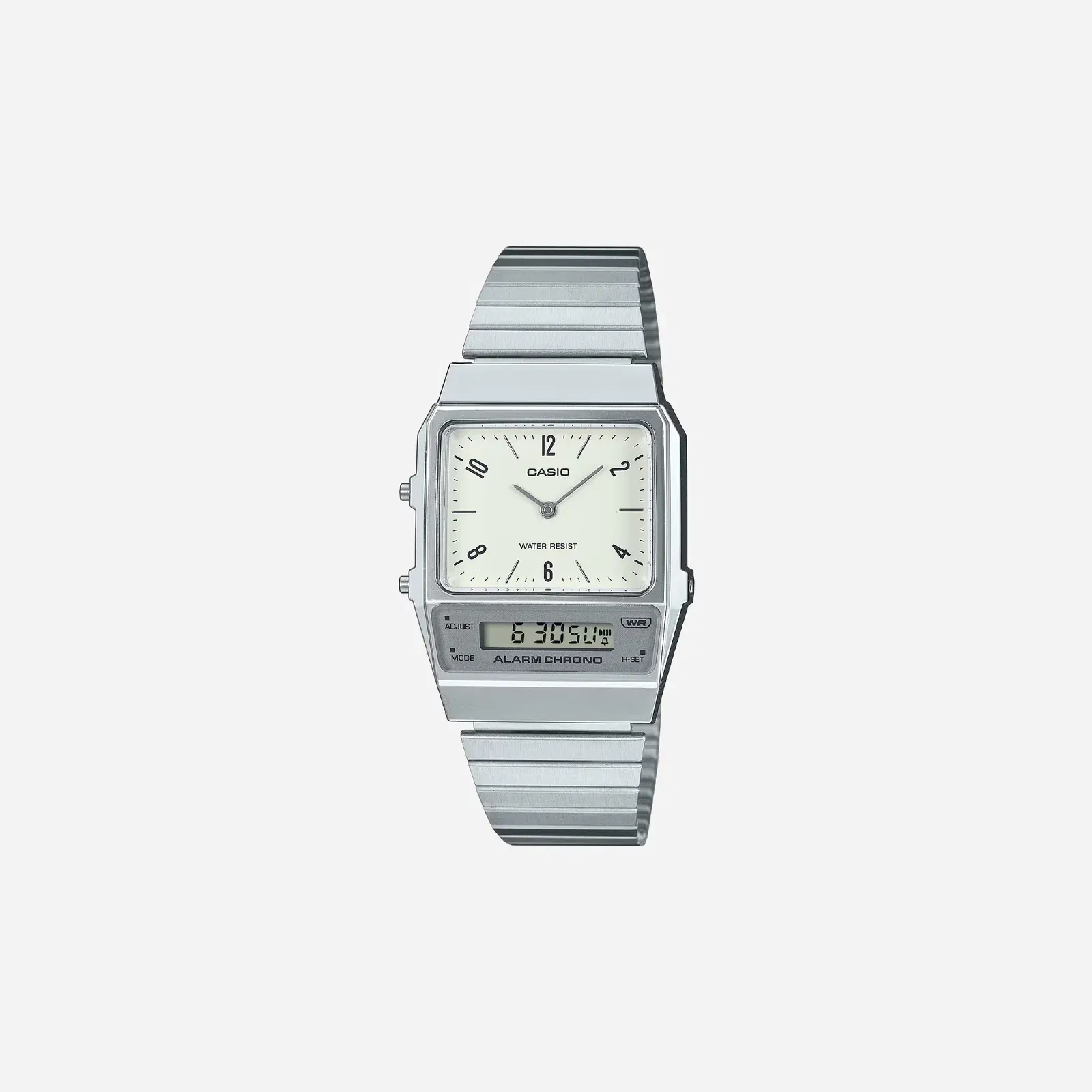 Casio Vintage AQ-800E-7A2DF Quartz White Dial Analog Digital Stainless Steel Watch