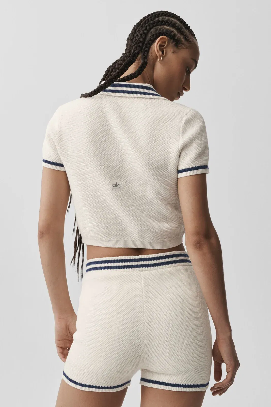 Tennis Club Sweater Knit Cropped Polo