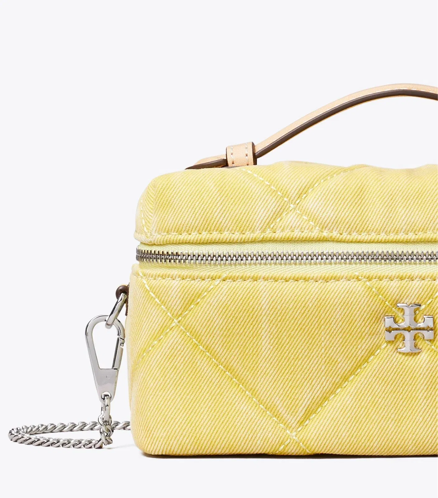Kira Diamond Quilt Denim Vanity Case