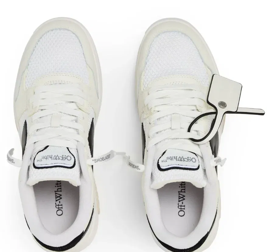 Off White Mens Slim Low Calfskin Leather Trainers White/Black