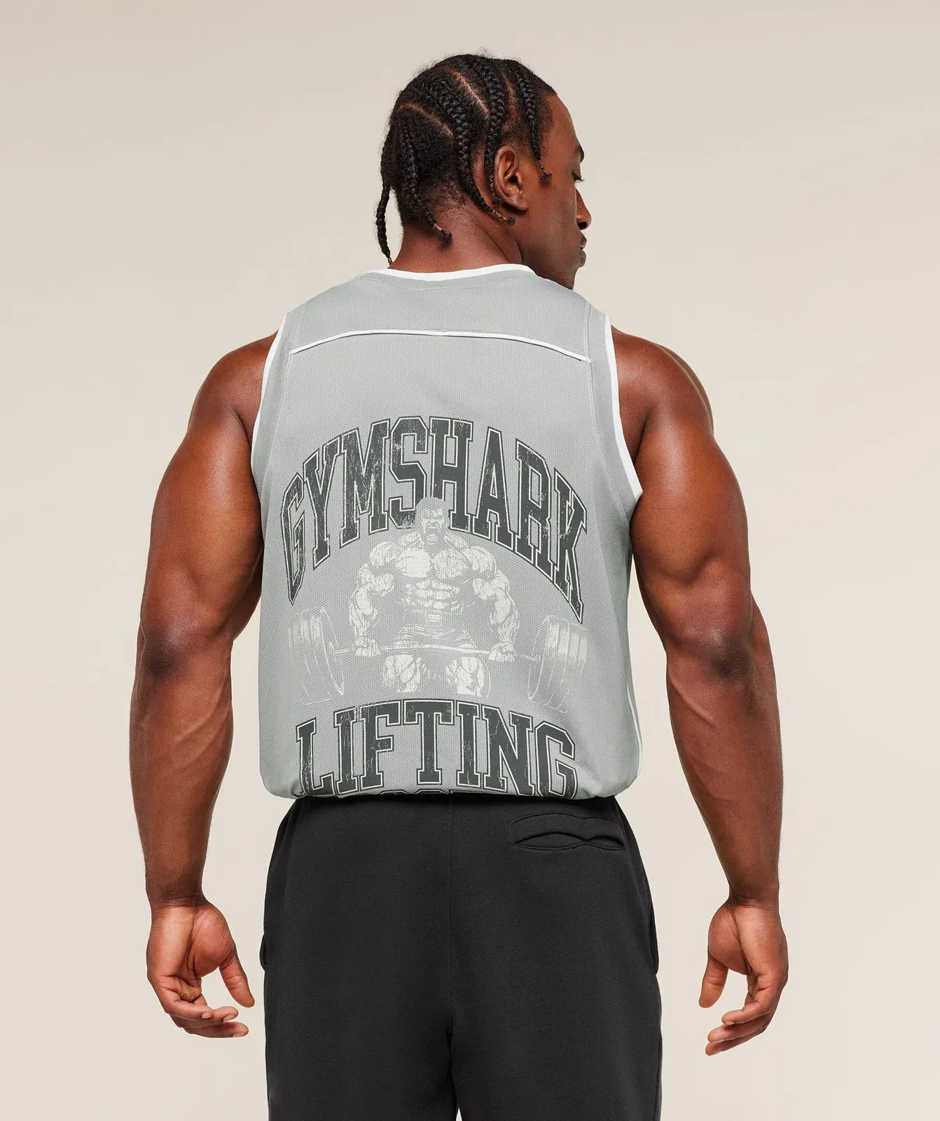 Gymshark Graphic Basketball Mesh Tank - Silver Grey