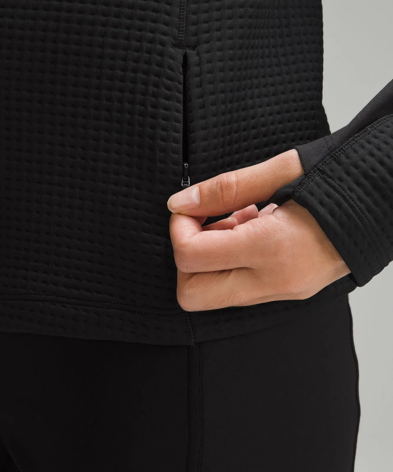 Waffle-Knit Half-Zip Long-Sleeve Shirt
